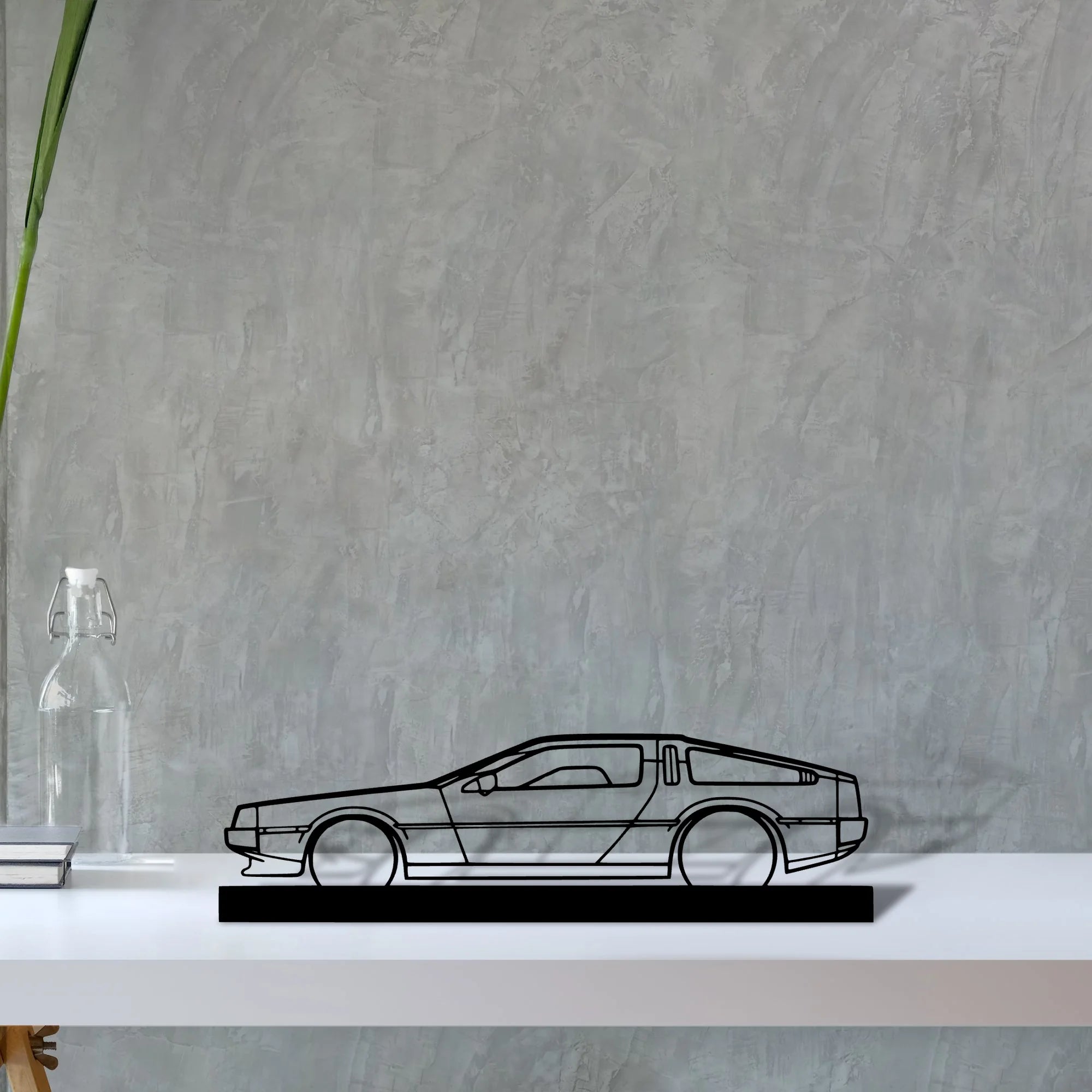 delorean Silhouette Metal Art Stand - Aero Silhouette