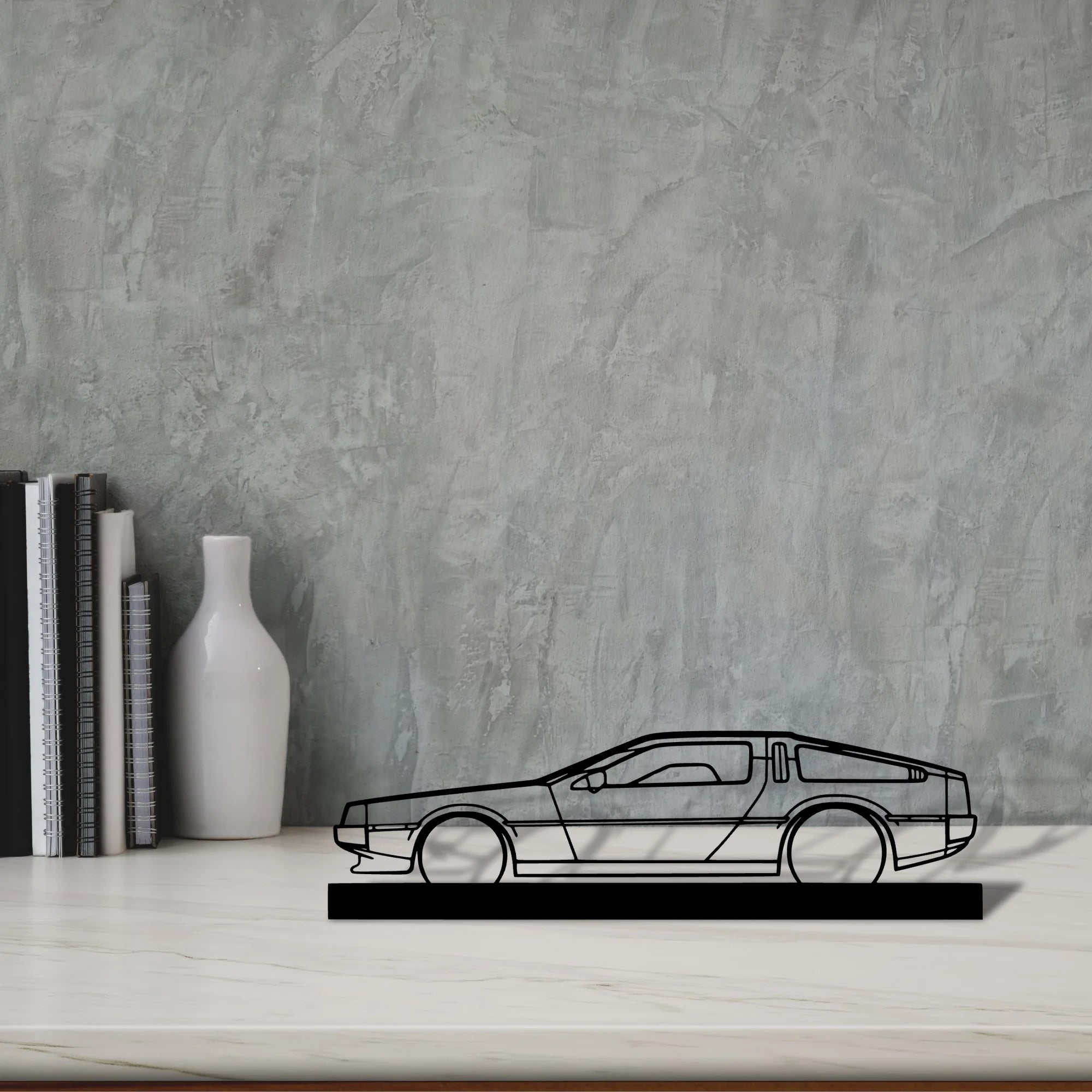 delorean Silhouette Metal Art Stand - Aero Silhouette