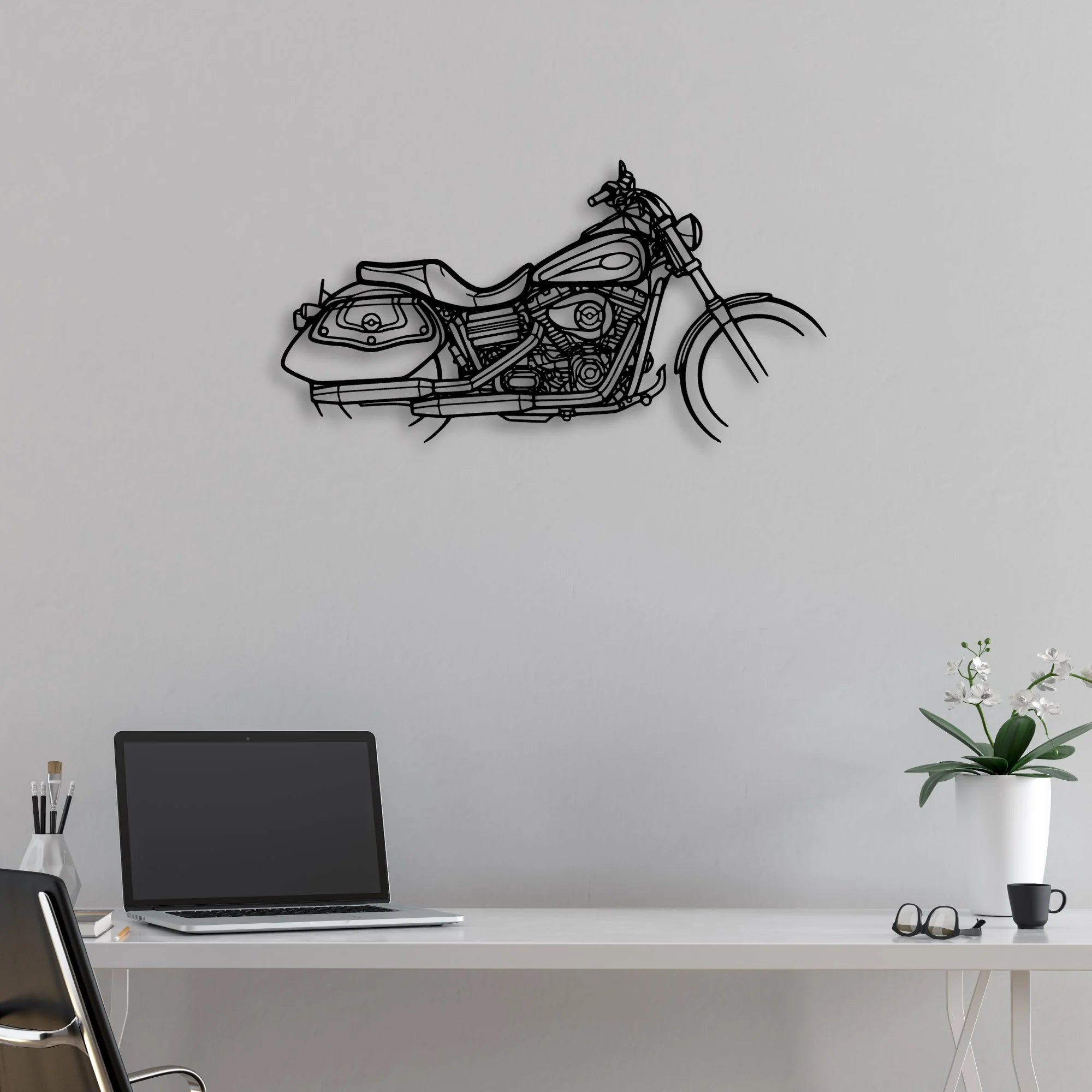 Dyna Low Rider 2008 Classic Motorcycle Silhouette Metal Wall Art - Moto Garage Decor