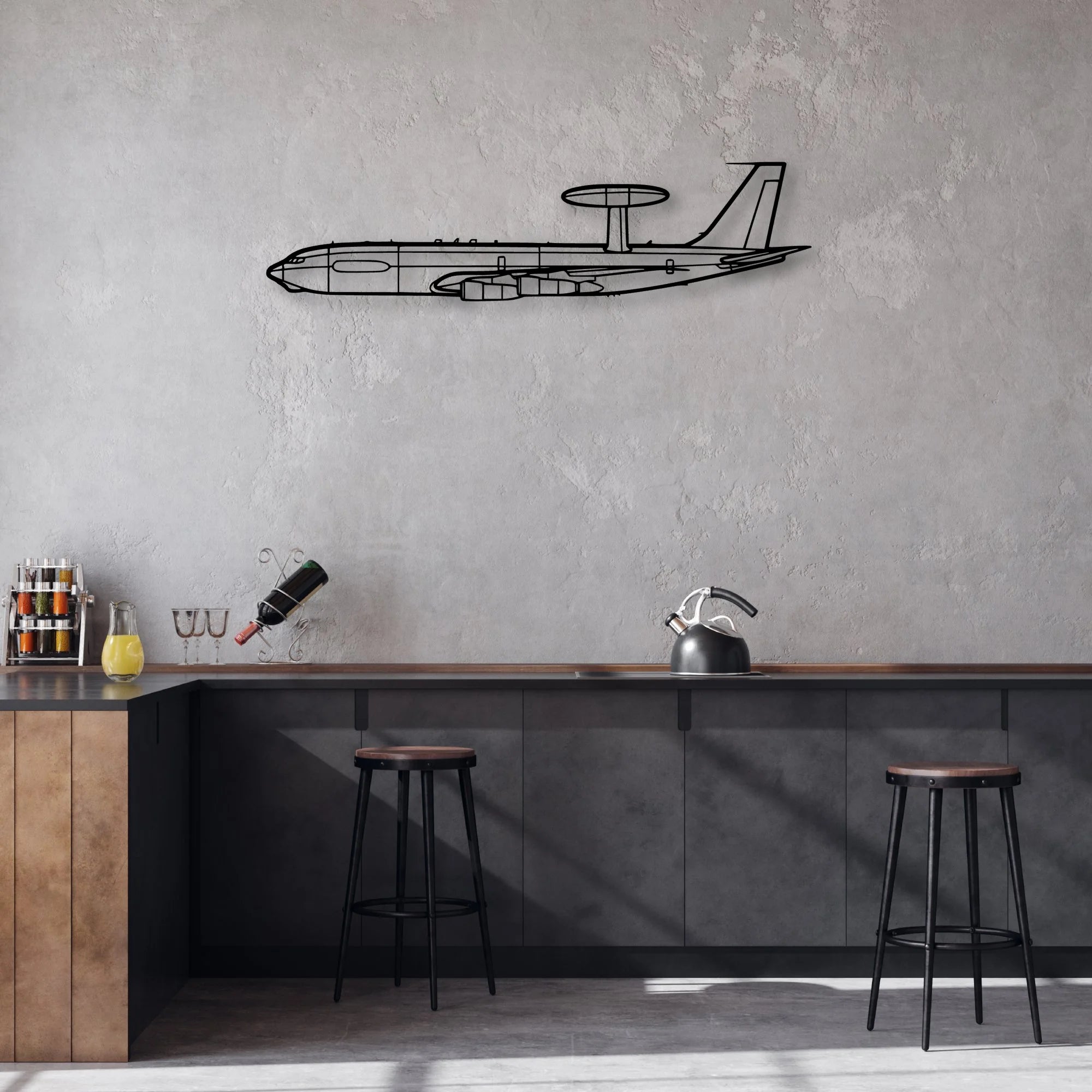 E-3C Sentry Classic Aircraft Silhouette Metal Wall Art - Aviation Hangar Decor