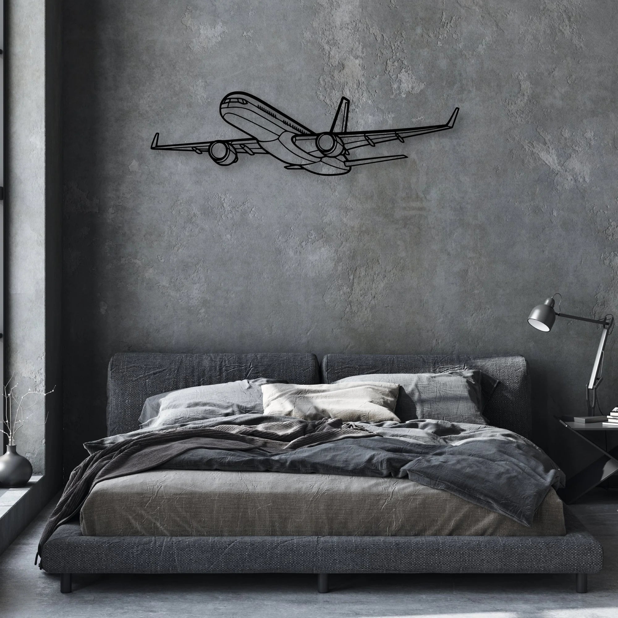 E175 Classic Aircraft Silhouette Metal Wall Art - Aviation Hangar Decor
