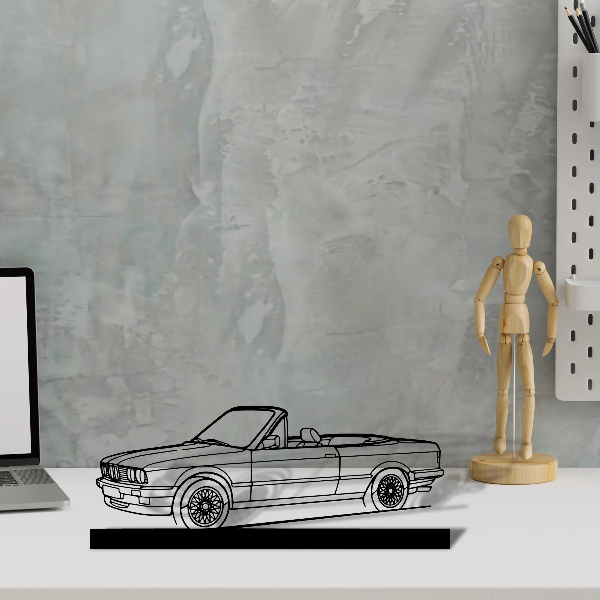 e30-convertible Silhouette Metal Art Stand - Aero Silhouette