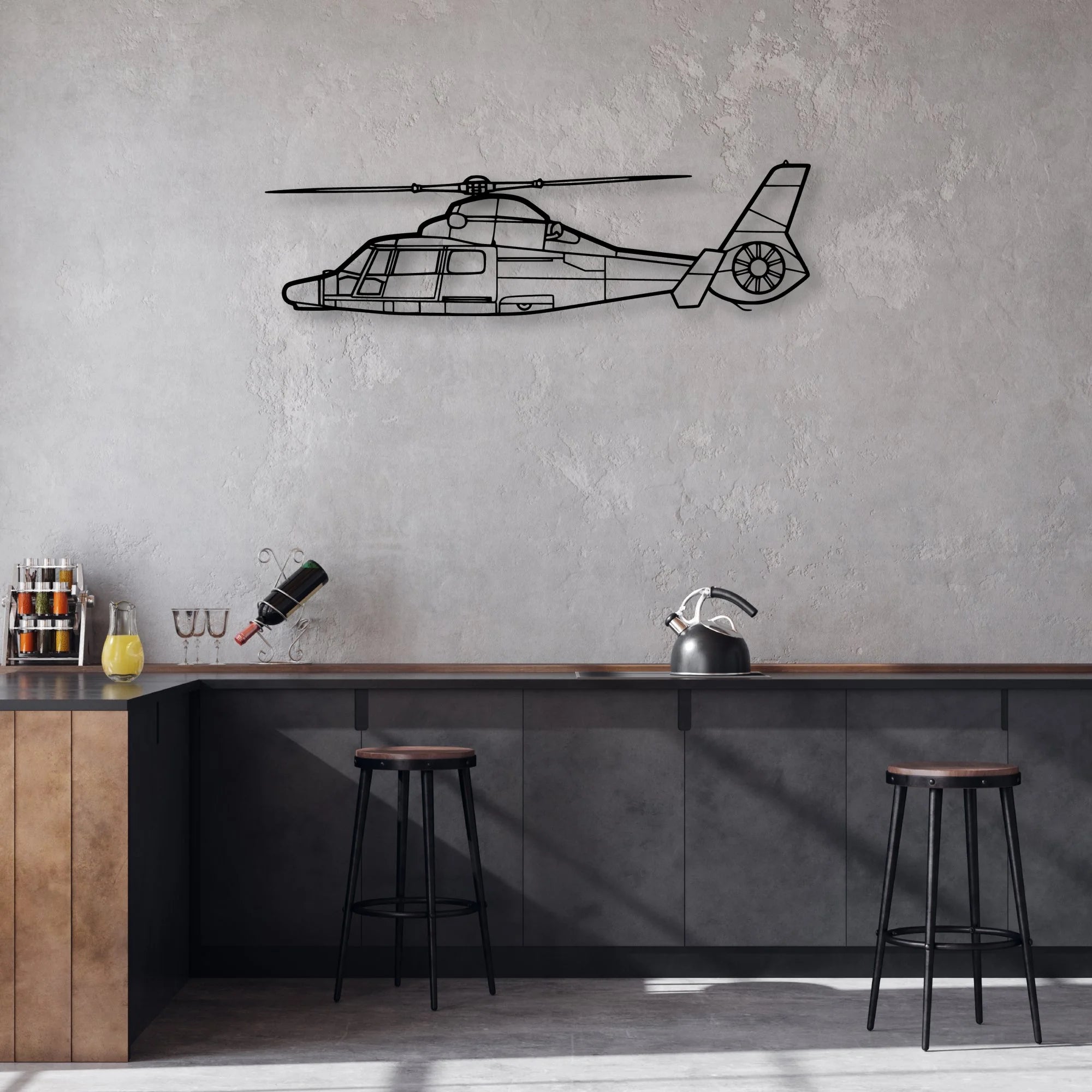 EC135T2 Classic Aircraft Silhouette Metal Wall Art - Aviation Hangar Decor