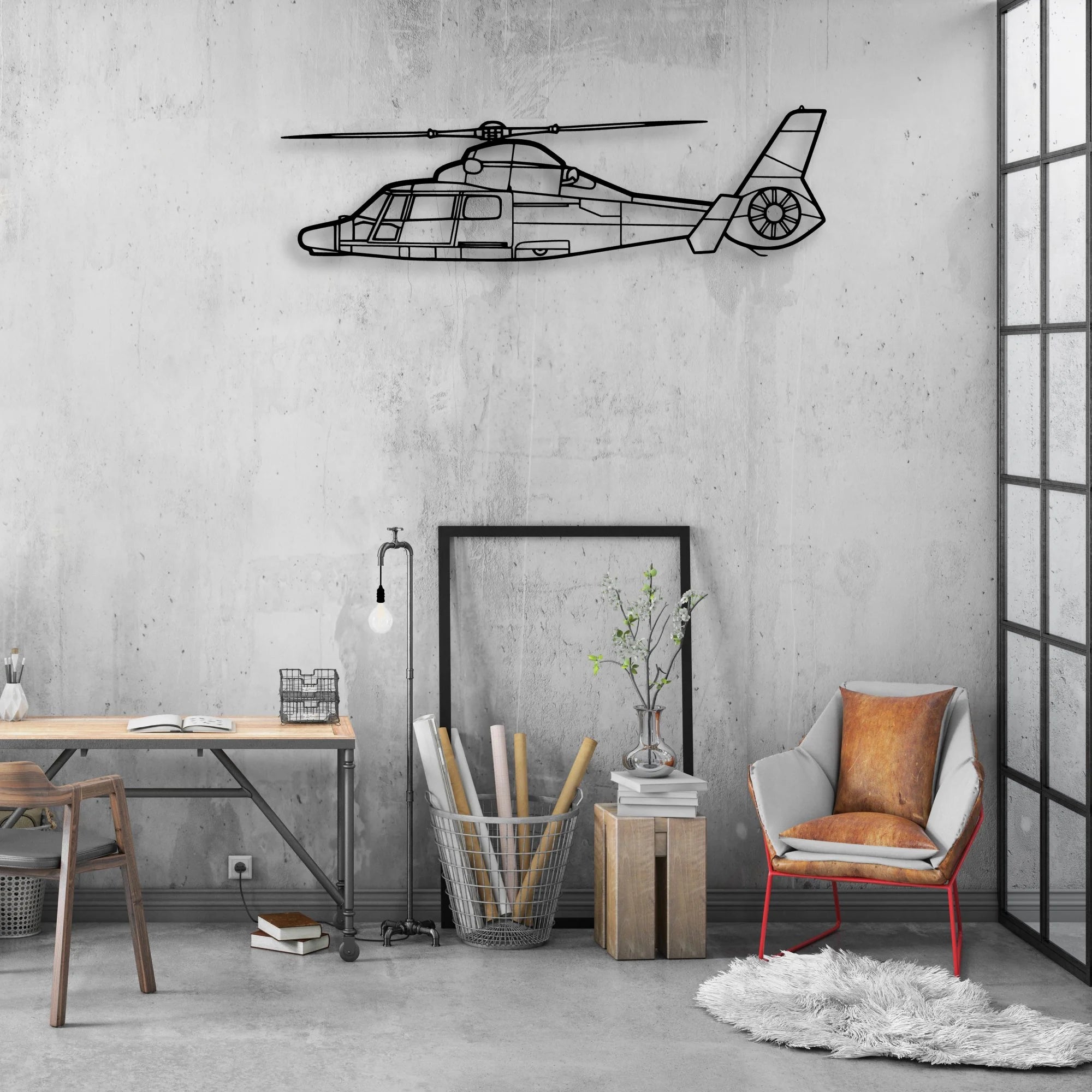 EC135T2 Classic Aircraft Silhouette Metal Wall Art - Aviation Hangar Decor