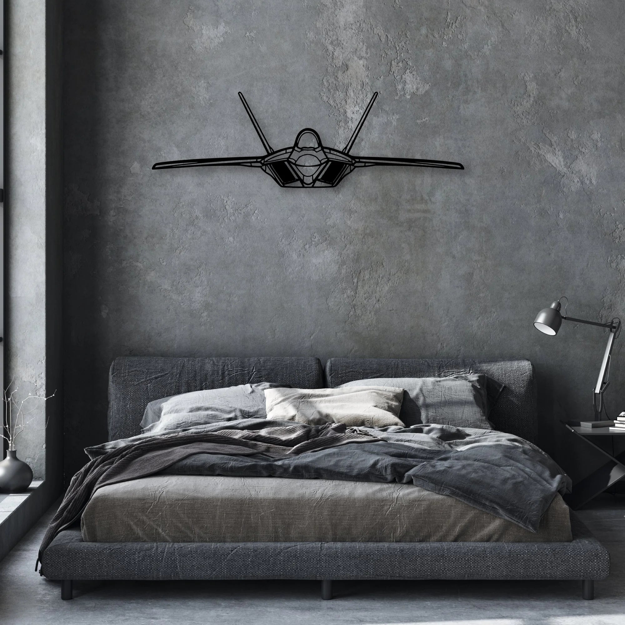 F-22 Raptor 2 Classic Aircraft Silhouette Metal Wall Art - Aviation Hangar Decor