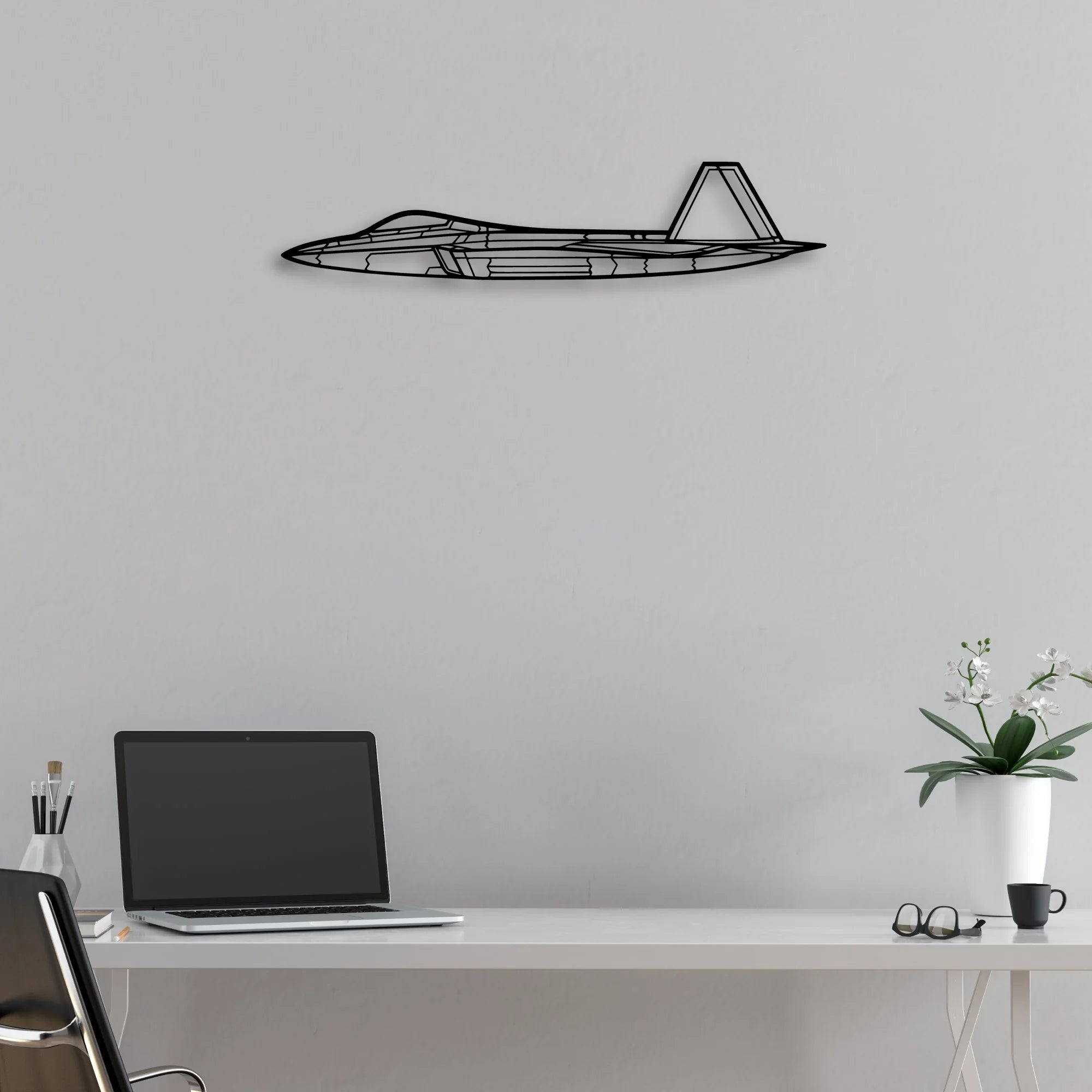 F-22 Raptor 3 Classic Aircraft Silhouette Metal Wall Art - Aviation Hangar Decor