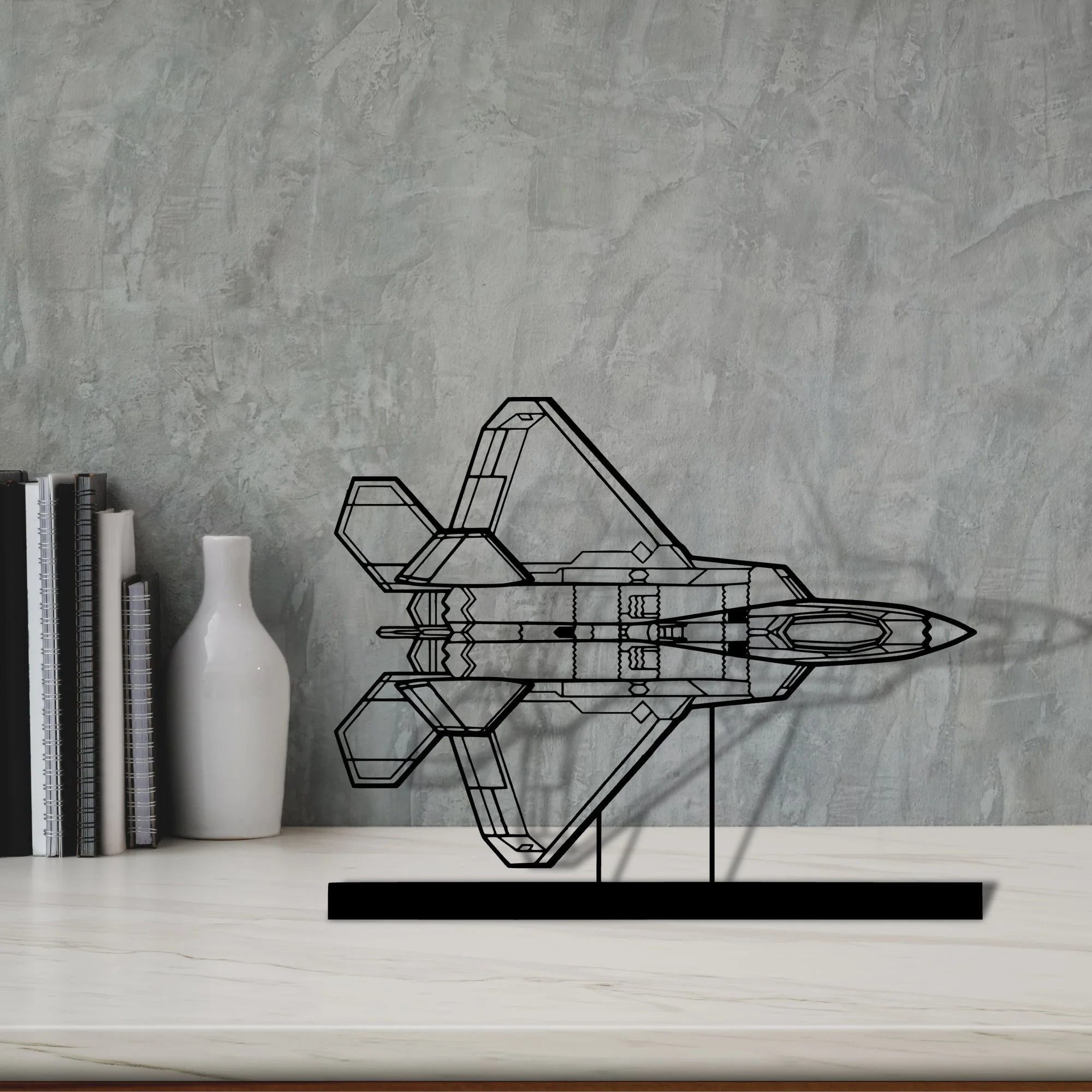 f-22-raptor-6 Silhouette Metal Art Stand - Aero Silhouette