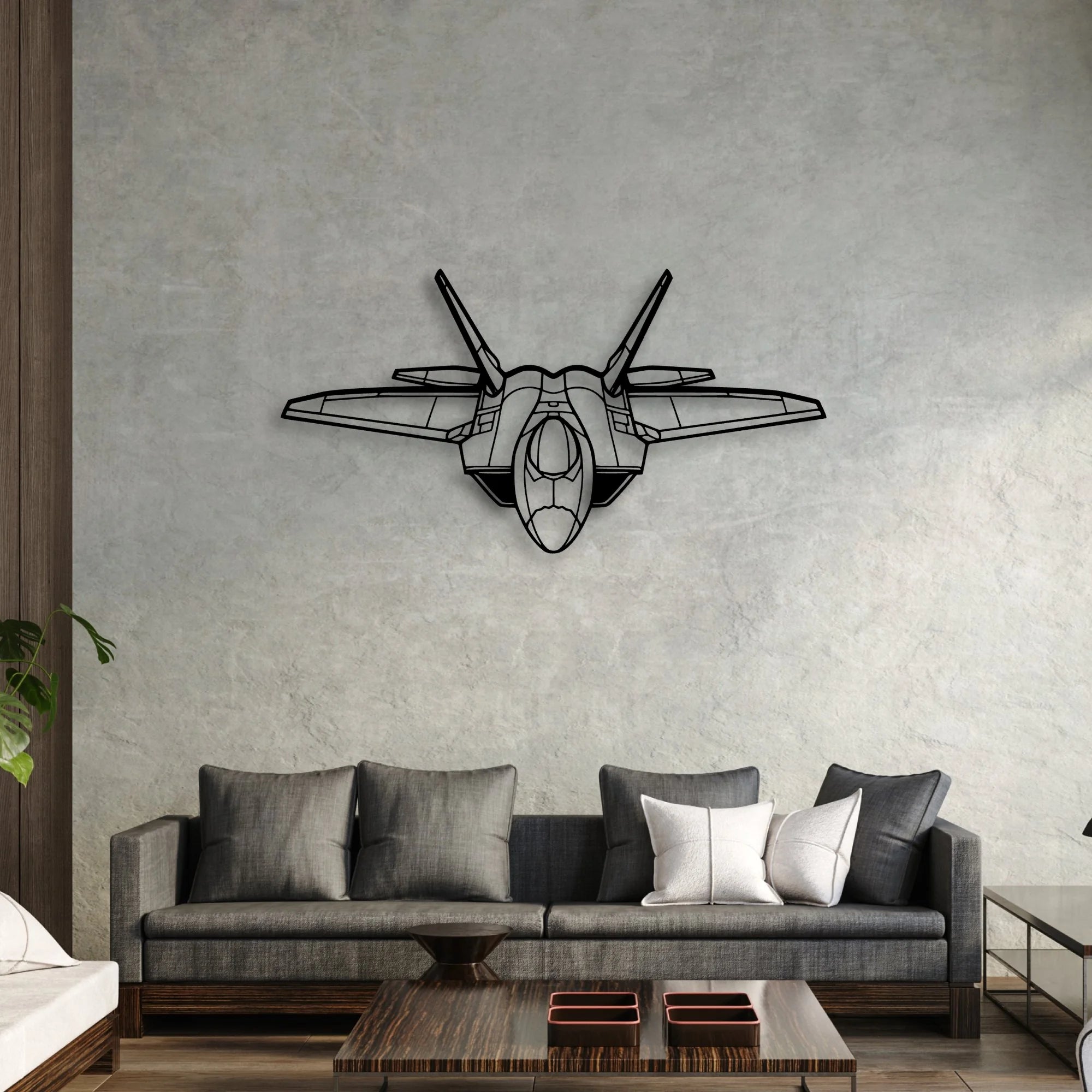 F-22 Raptor Classic Aircraft Silhouette Metal Wall Art - Aviation Hangar Decor