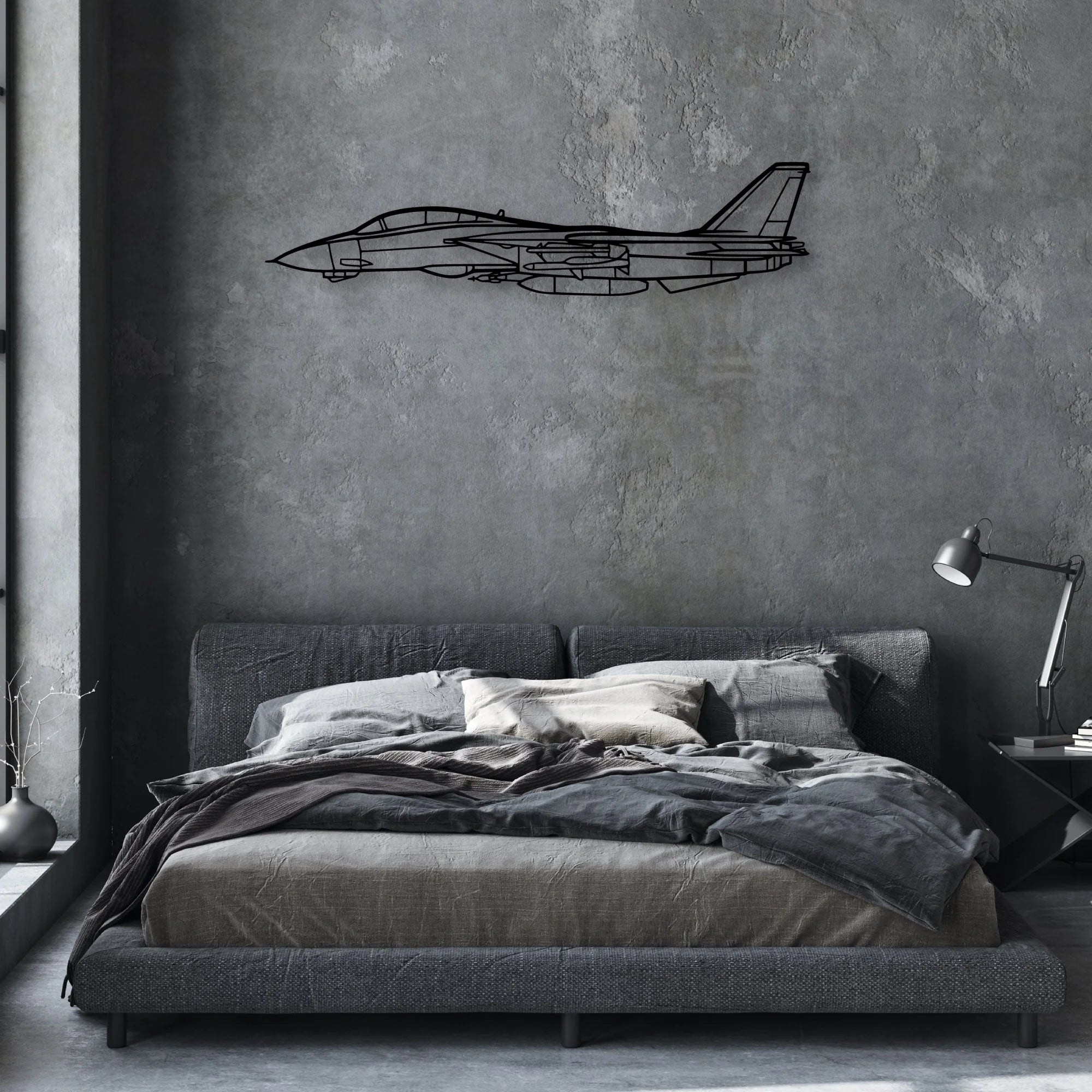 F14 Tomcat Classic Aircraft Silhouette Metal Wall Art - Aviation Hangar Decor