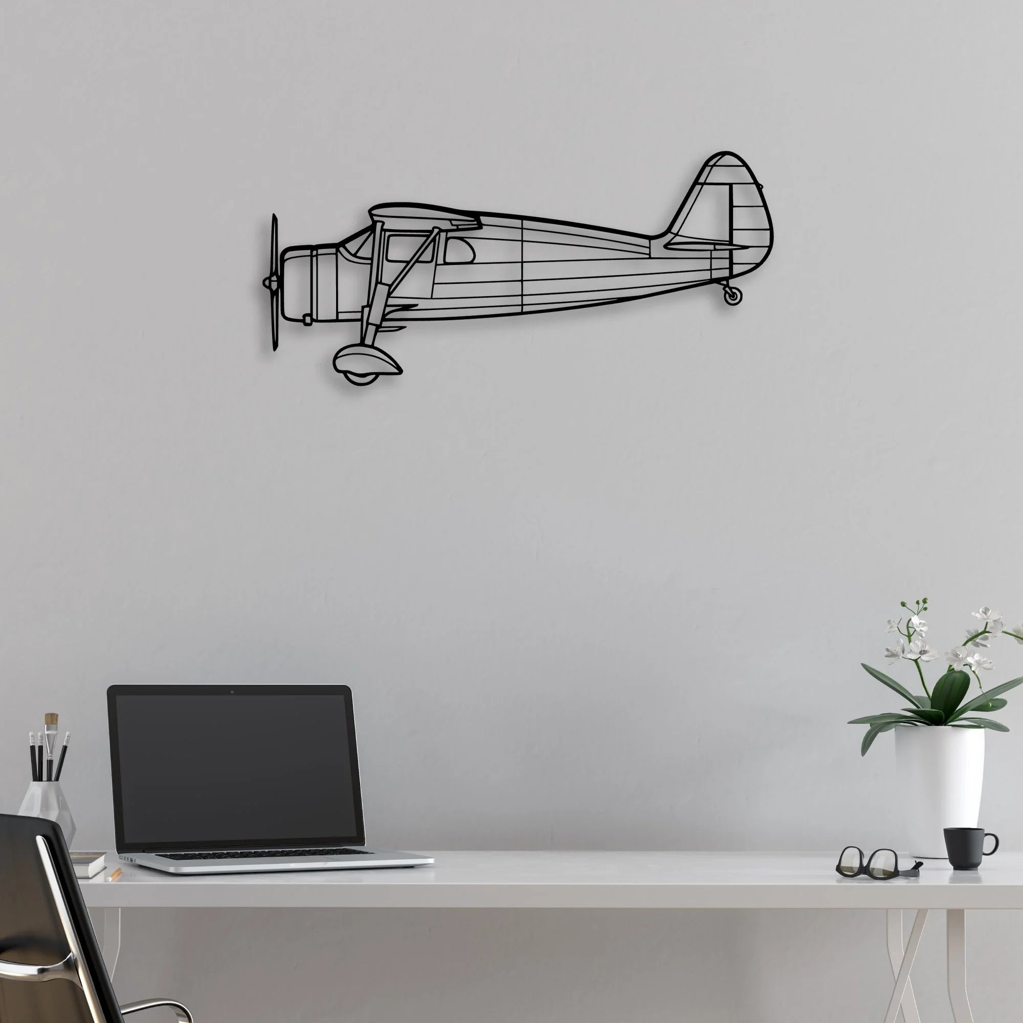 F24G 1937 Classic Aircraft Silhouette Metal Wall Art - Aviation Hangar Decor