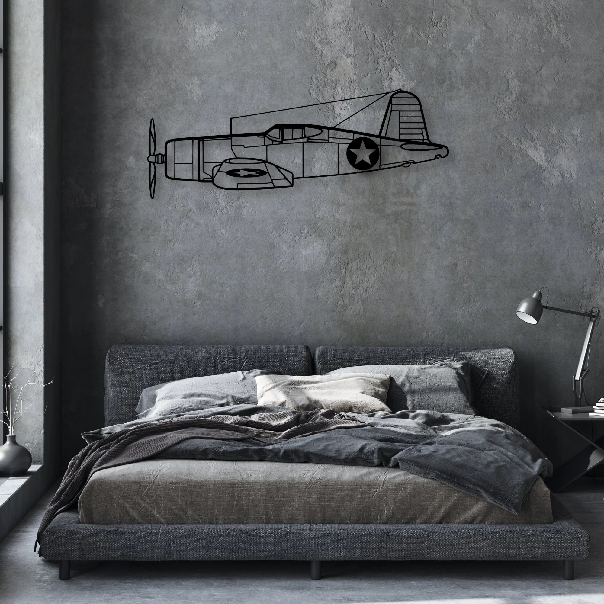 F4U Corsair Classic Aircraft Silhouette Metal Wall Art - Aviation Hangar Decor