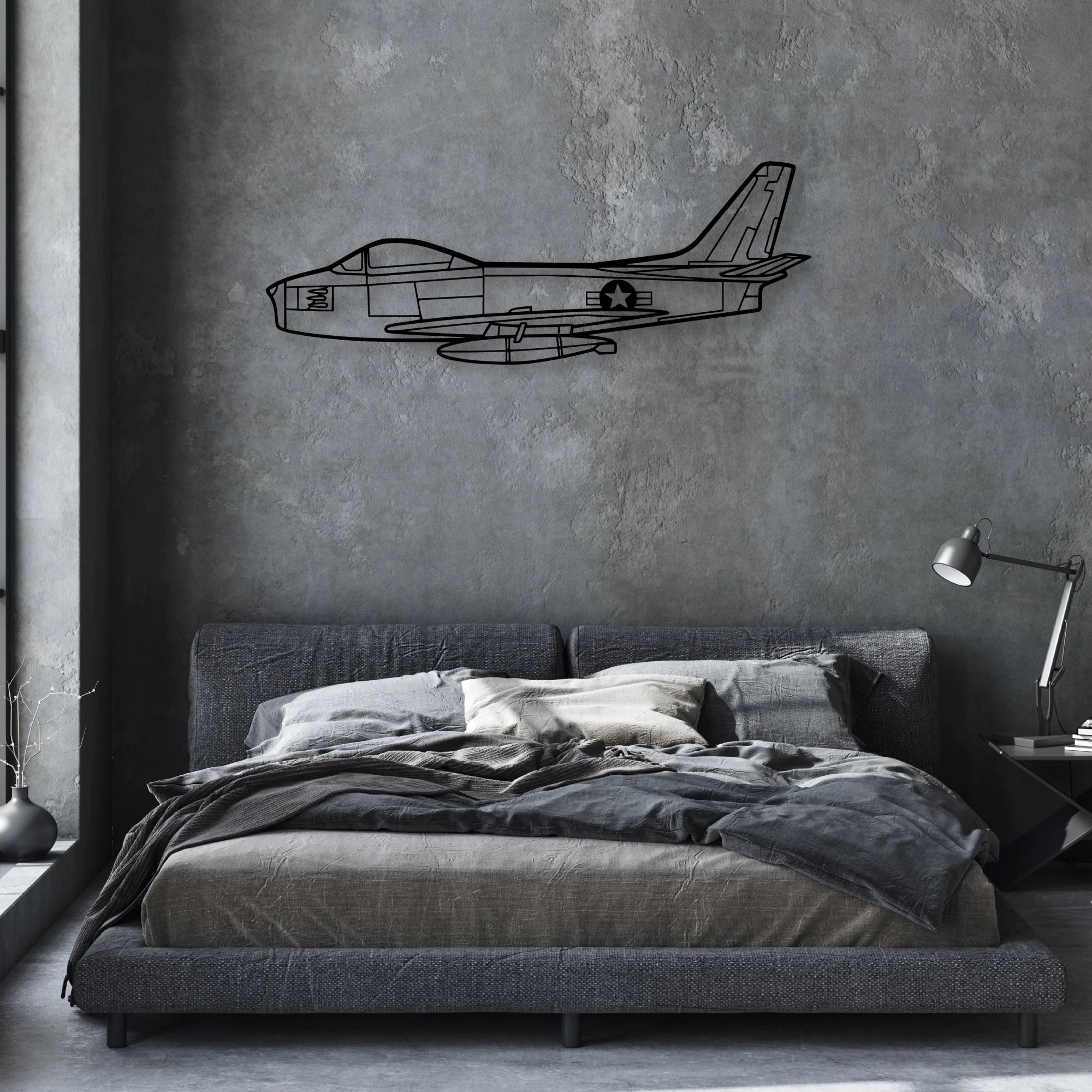 F86 Sabre Classic Aircraft Silhouette Metal Wall Art - Aviation Hangar Decor