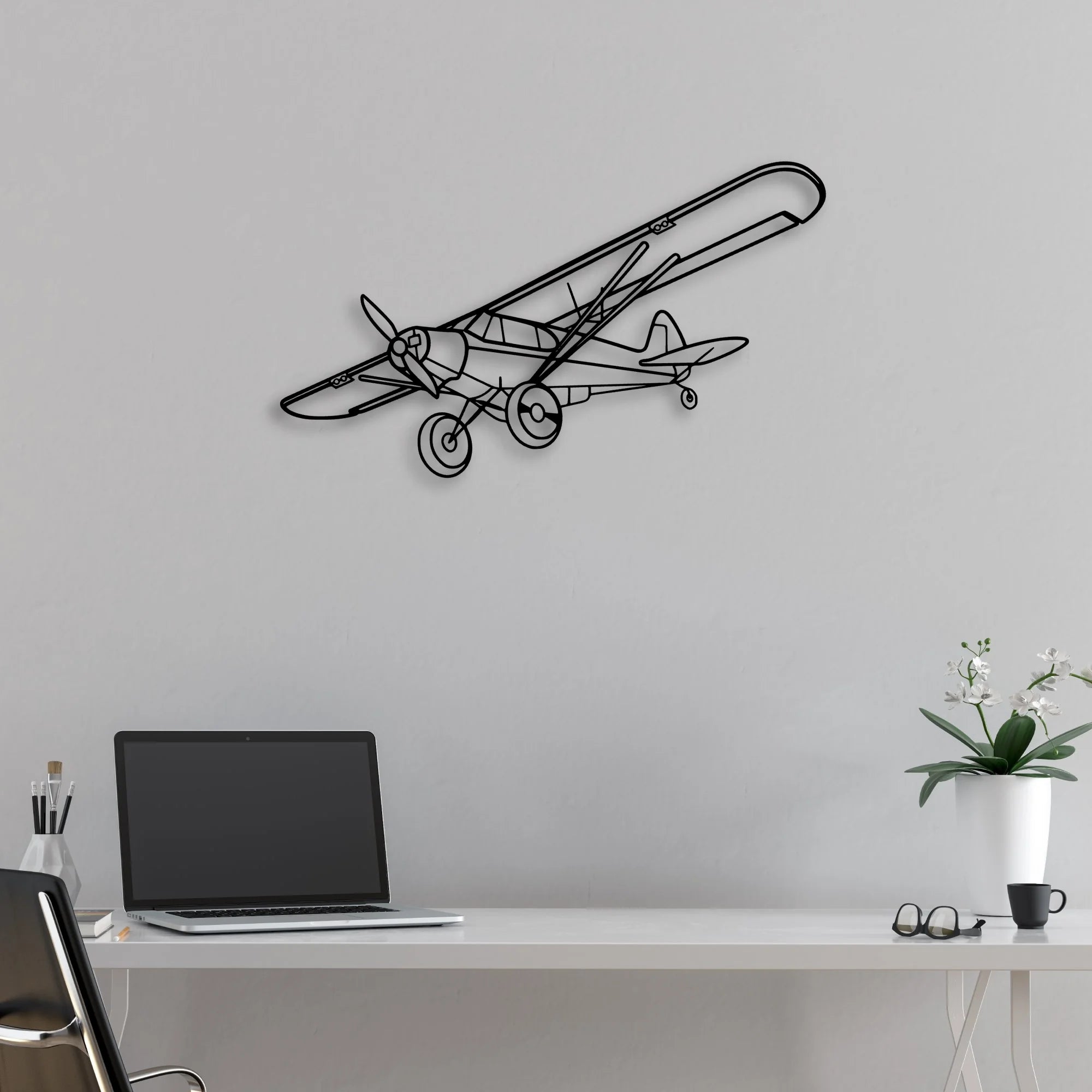 Falcon 7X Classic Aircraft Silhouette Metal Wall Art - Aviation Hangar Decor