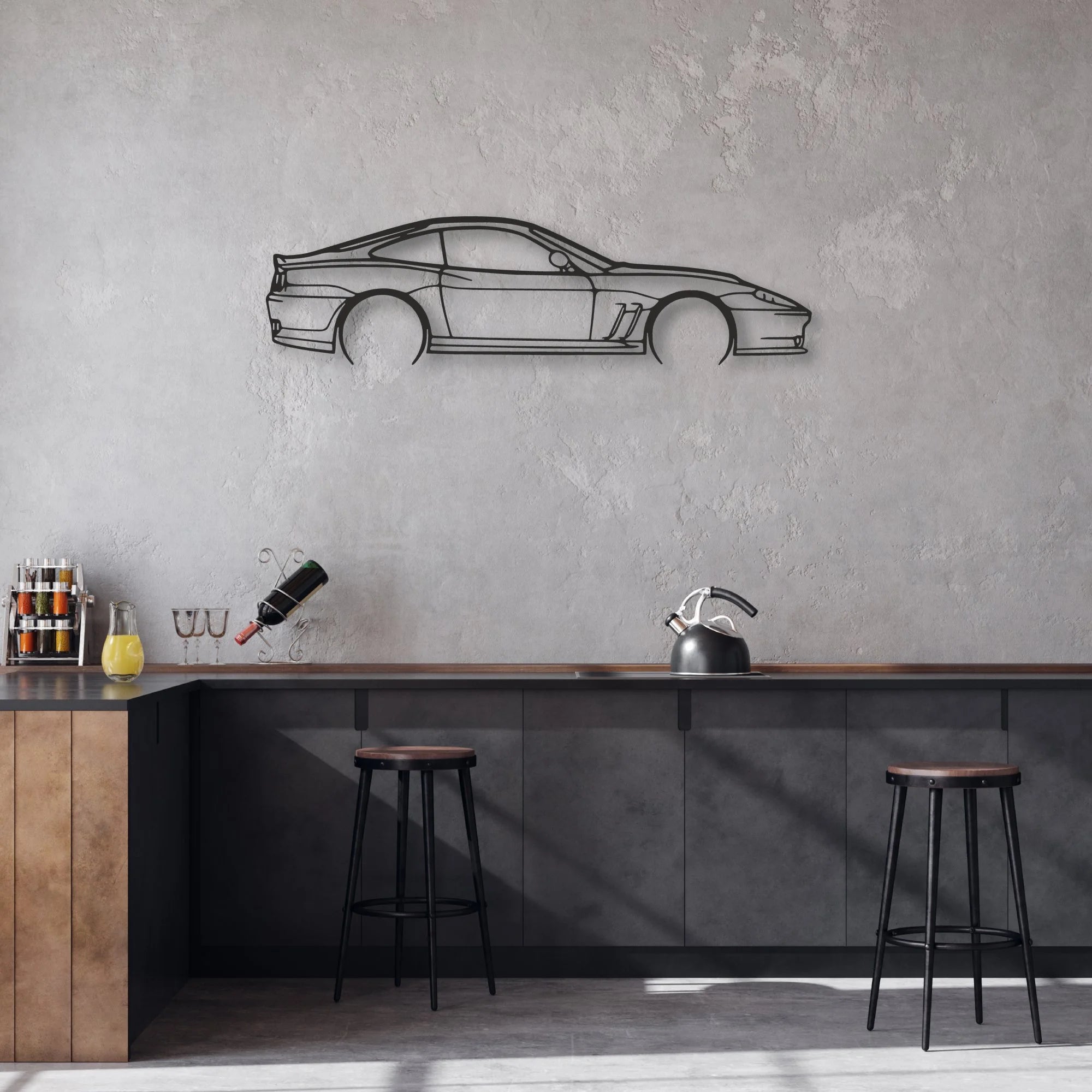 ferrari-550-maranello Classic Silhouette Metal Wall Art - Automotive Garage Decor