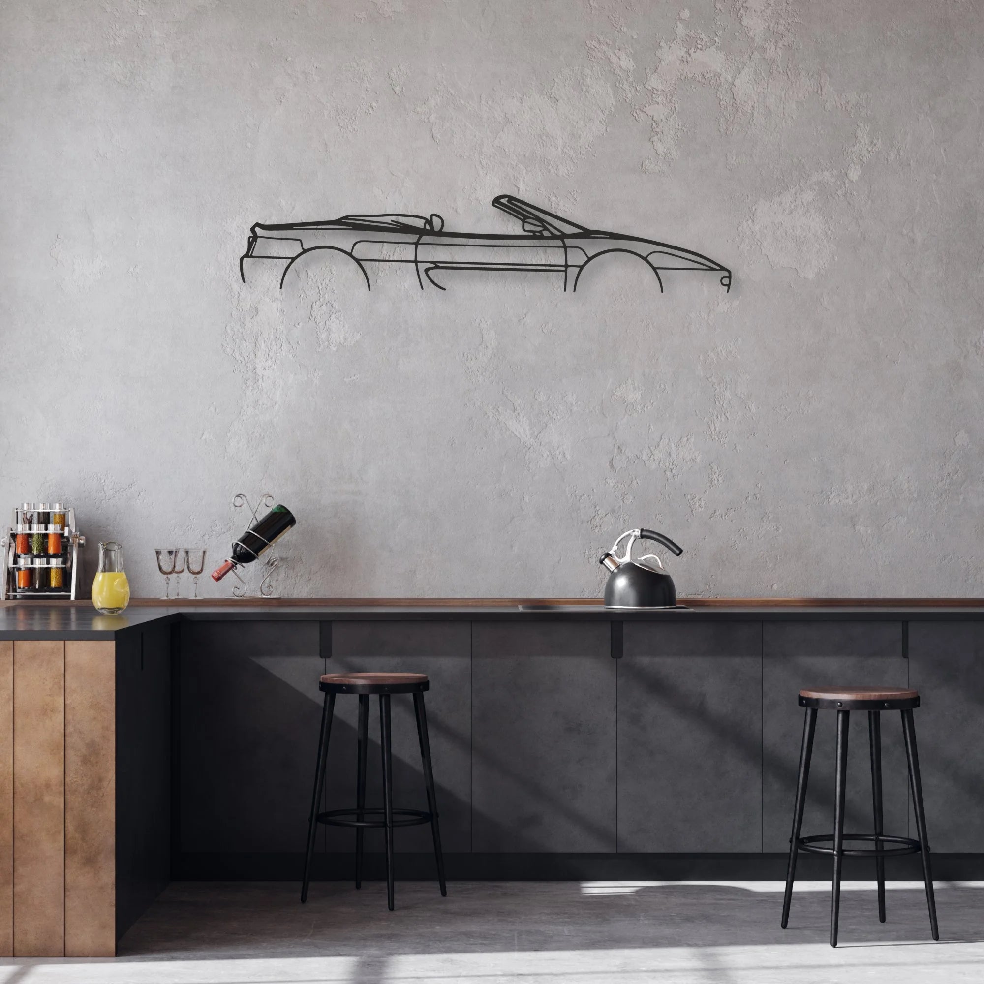 ferrari-f355-spider Classic Silhouette Metal Wall Art - Automotive Garage Decor