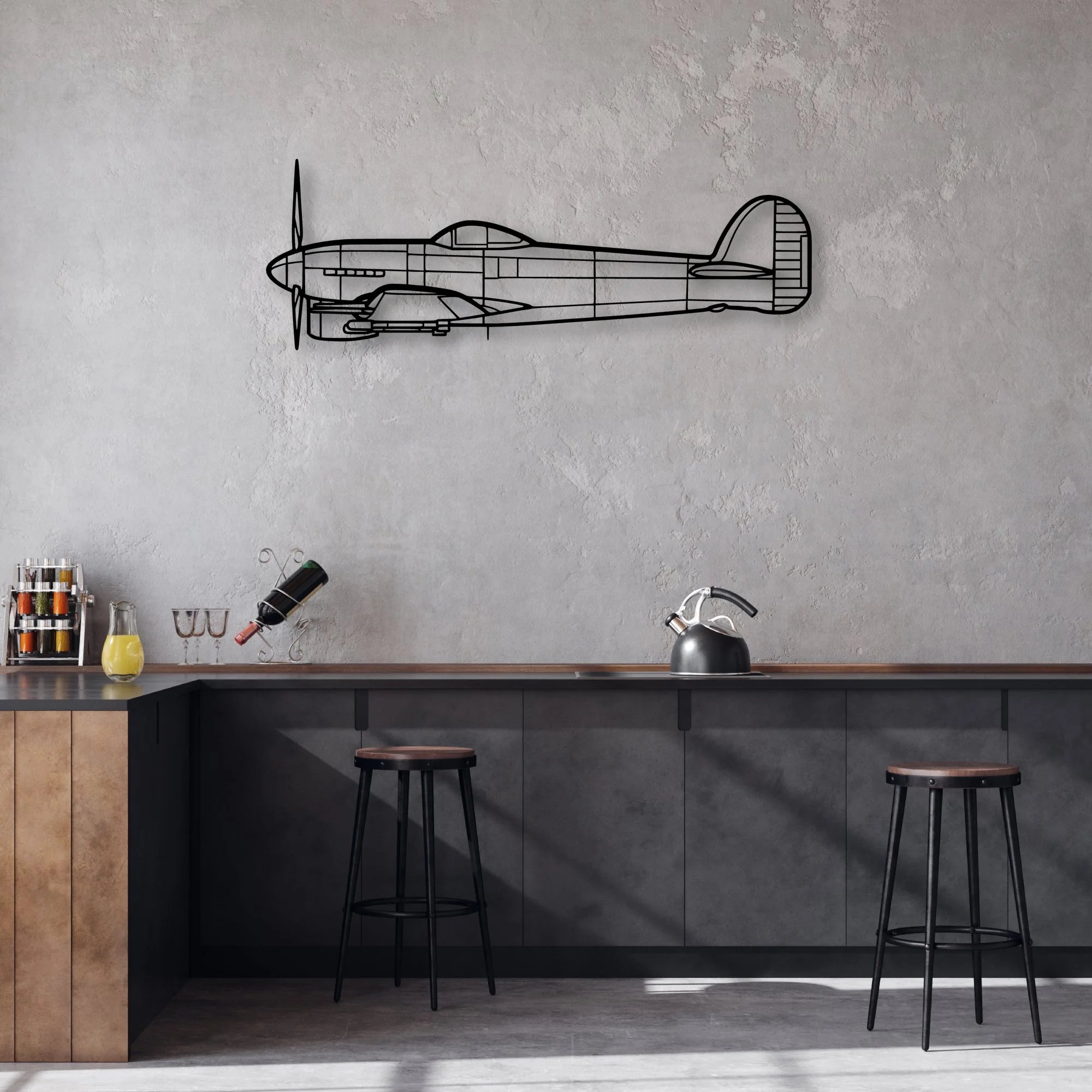 H145 Classic Aircraft Silhouette Metal Wall Art - Aviation Hangar Decor