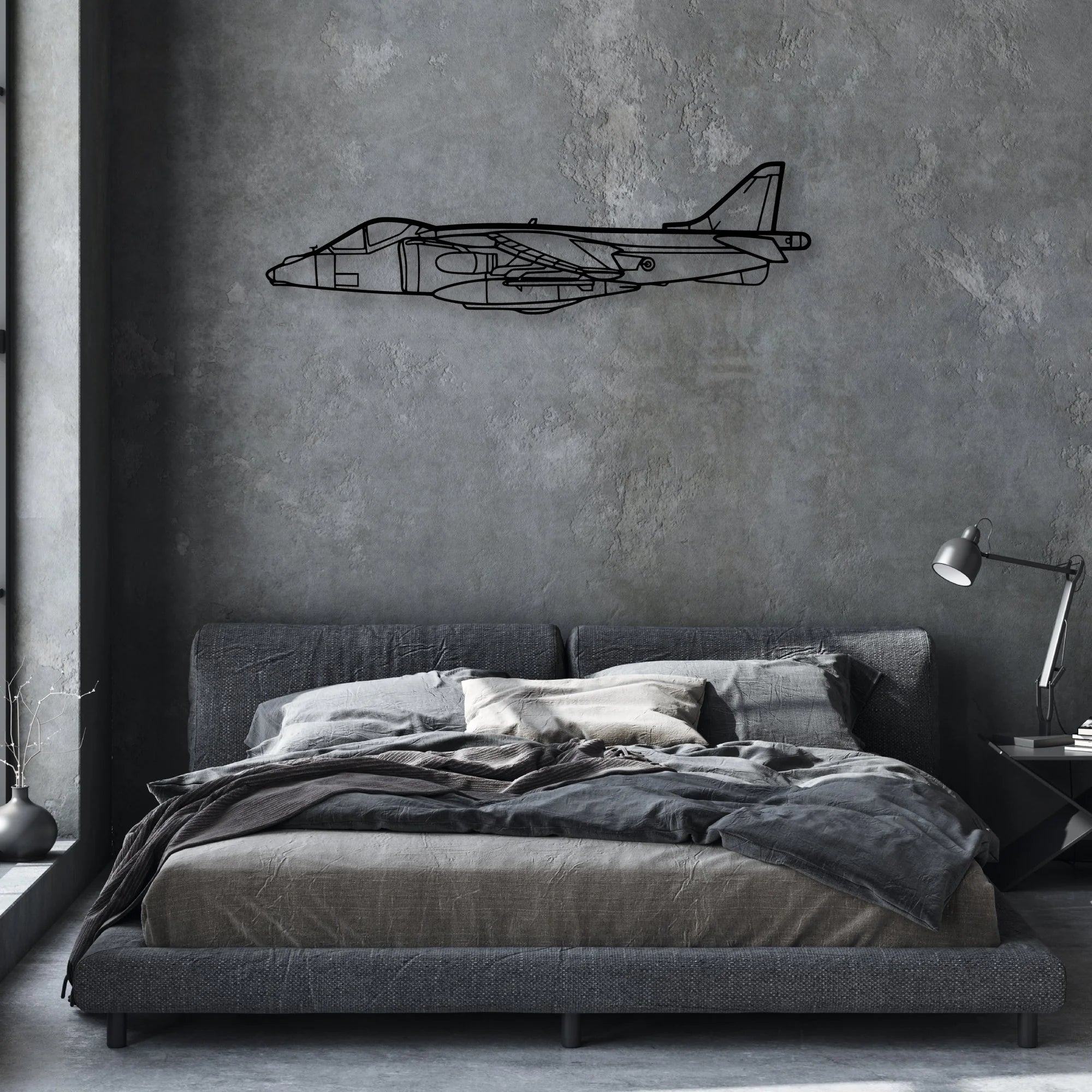 Harrier GR7 2 Classic Aircraft Silhouette Metal Wall Art - Aviation Hangar Decor