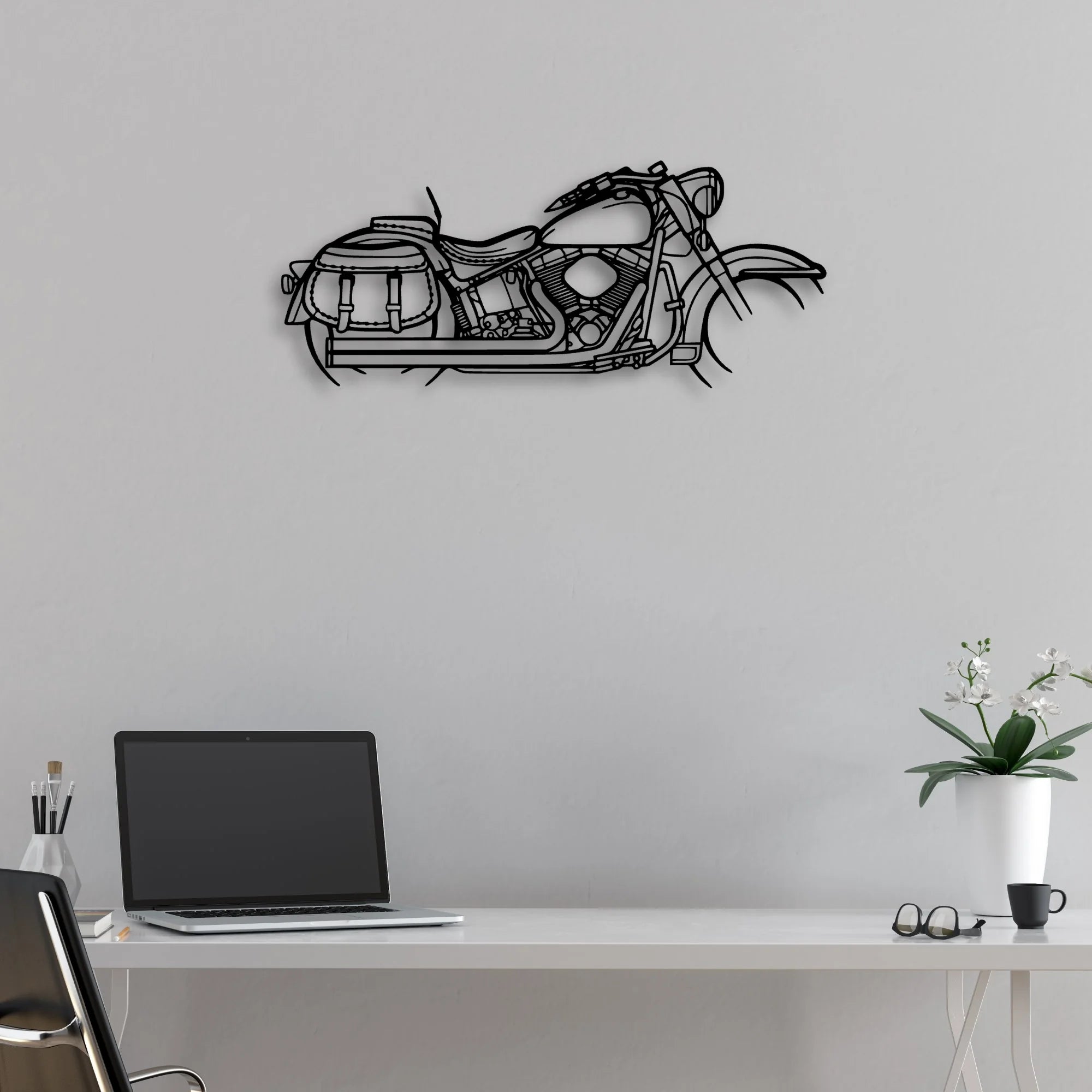 Heritage Classic 1944 Classic Motorcycle Silhouette Metal Wall Art - Moto Garage Decor