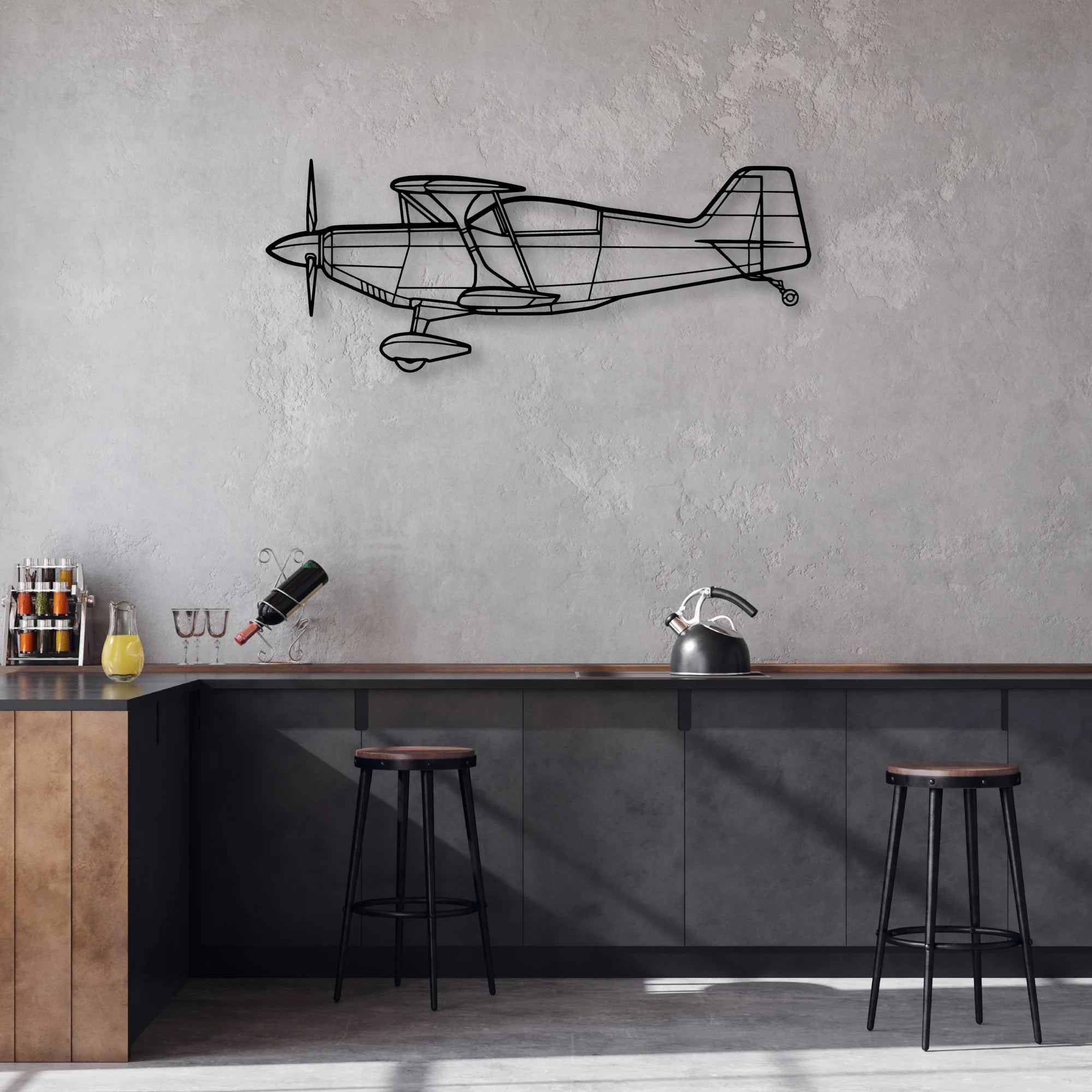 Husky A-1C Classic Aircraft Silhouette Metal Wall Art - Aviation Hangar Decor