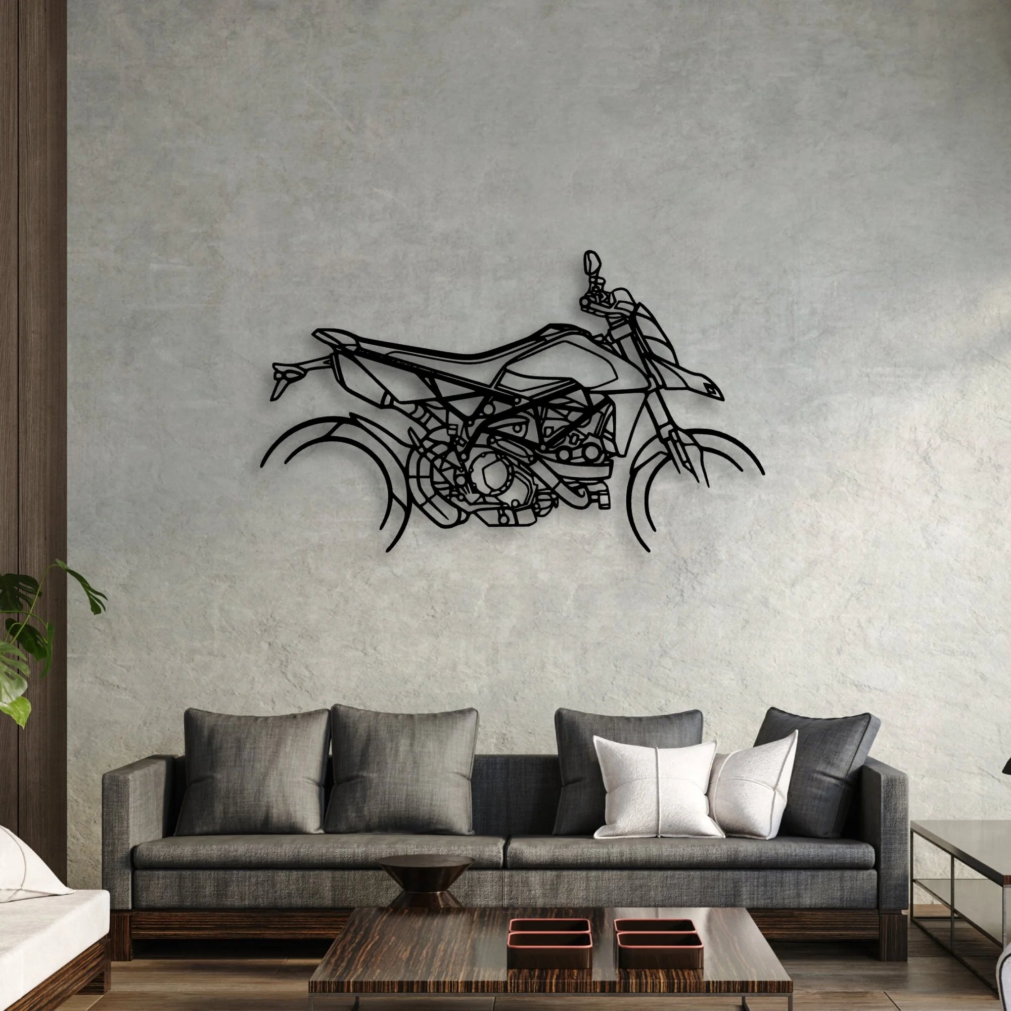 Hyper Motard 950 RVE Classic Motorcycle Silhouette Metal Wall Art - Moto Garage Decor