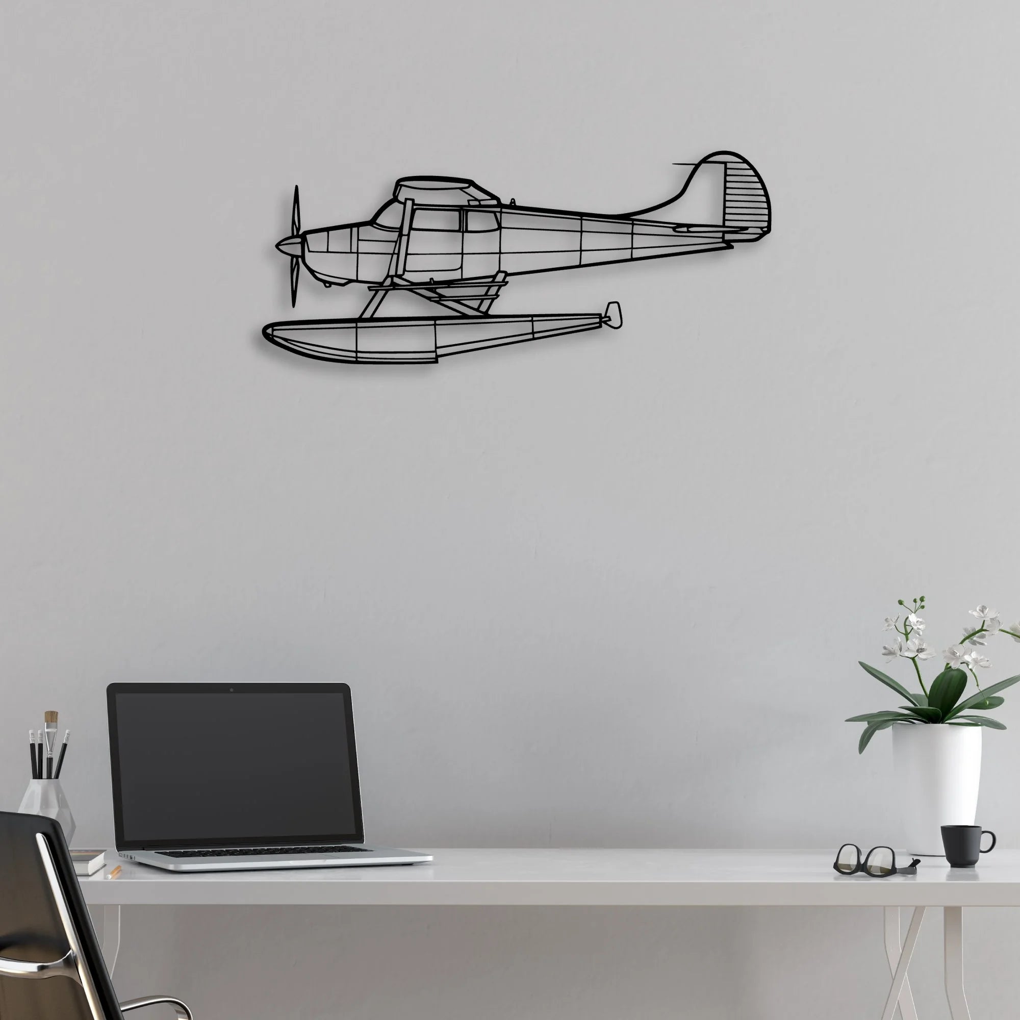 J-3 Cub Classic Aircraft Silhouette Metal Wall Art - Aviation Hangar Decor