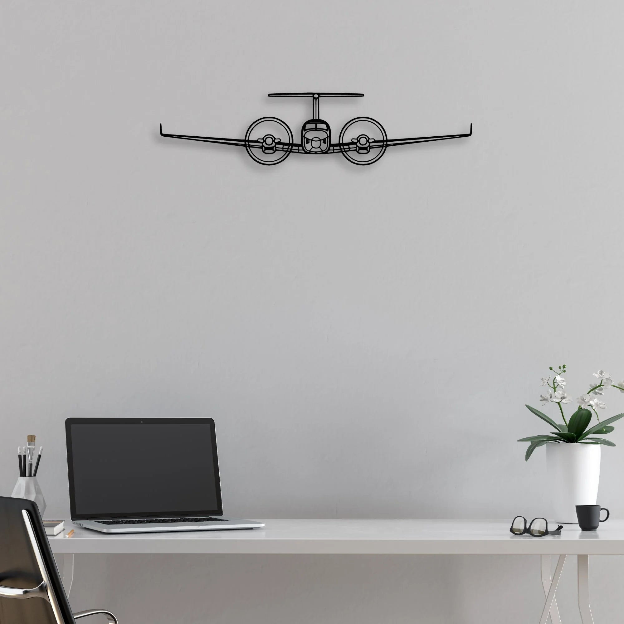 King AIR-350 2 Classic Aircraft Silhouette Metal Wall Art - Aviation Hangar Decor