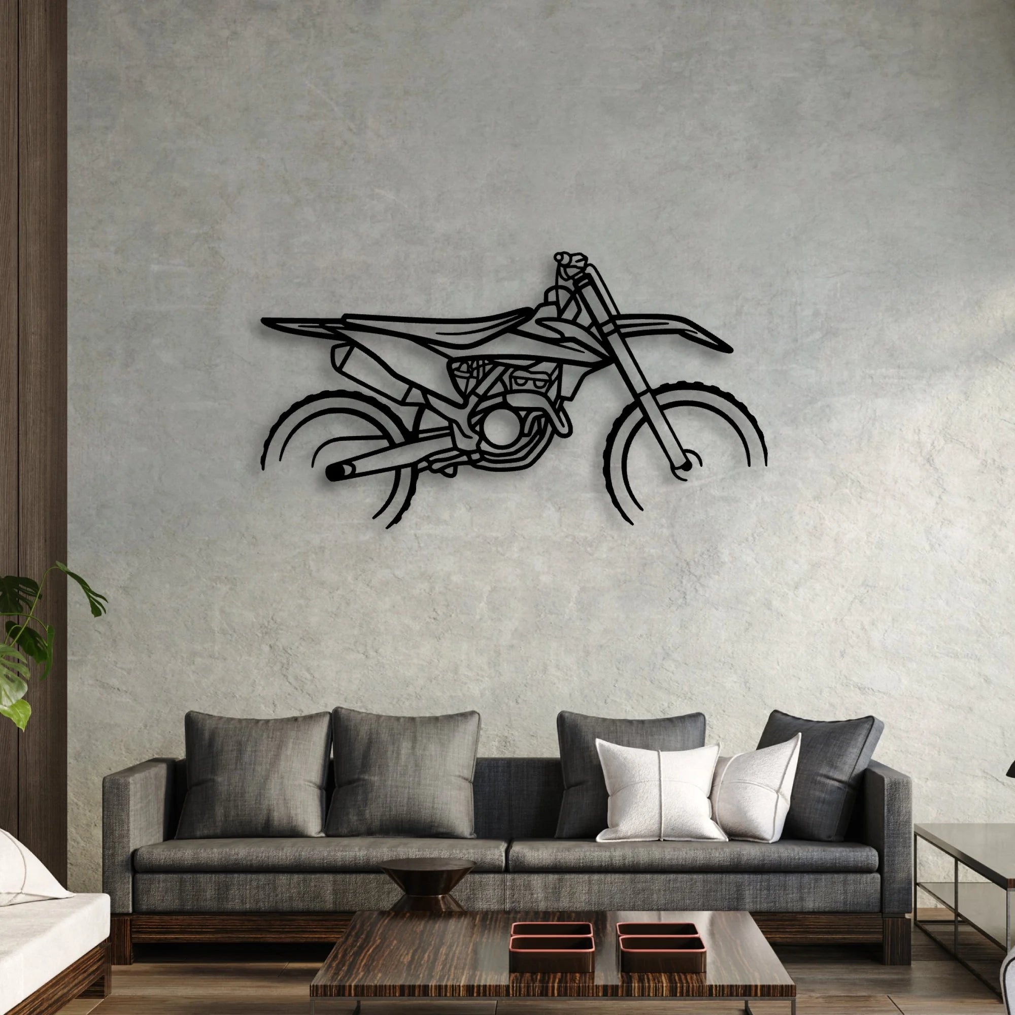 KTM Motocross Classic Motorcycle Silhouette Metal Wall Art - Moto Garage Decor