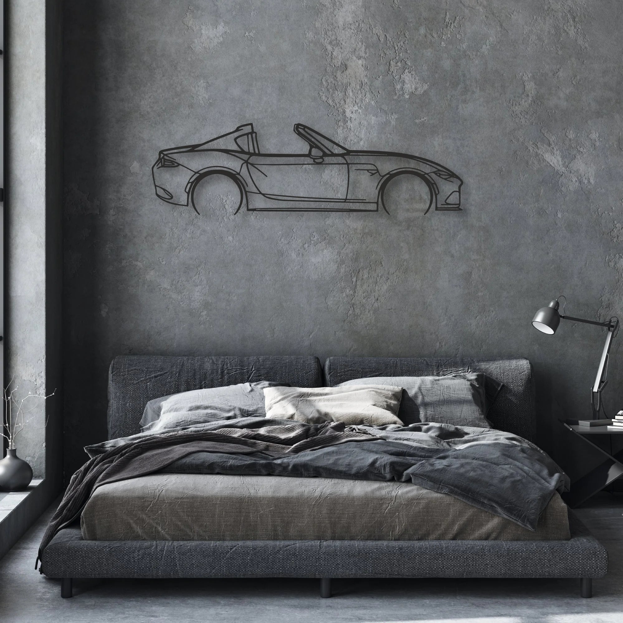 mazda mx5 rf Classic Silhouette Metal Wall Art - Automotive Garage Decor