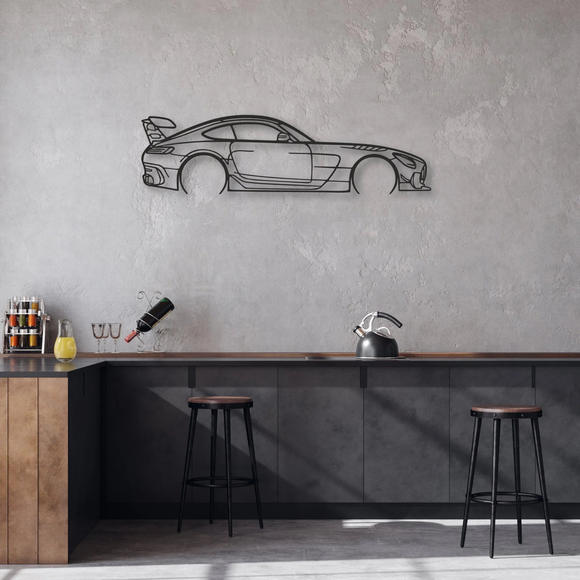 mercedes amg gt Classic Silhouette Metal Wall Art - Automotive Garage Decor