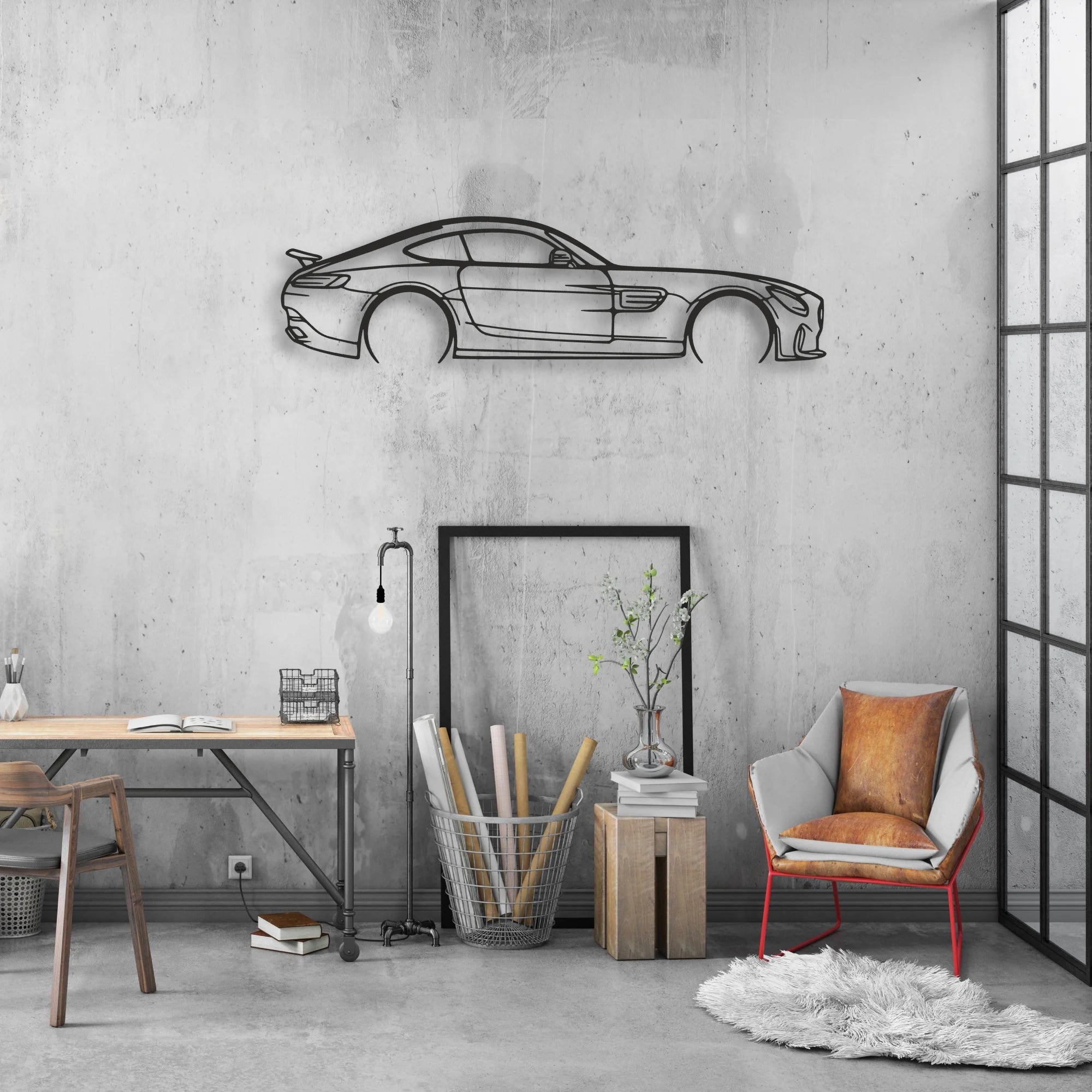 mercedes amg gts Classic Silhouette Metal Wall Art - Automotive Garage Decor