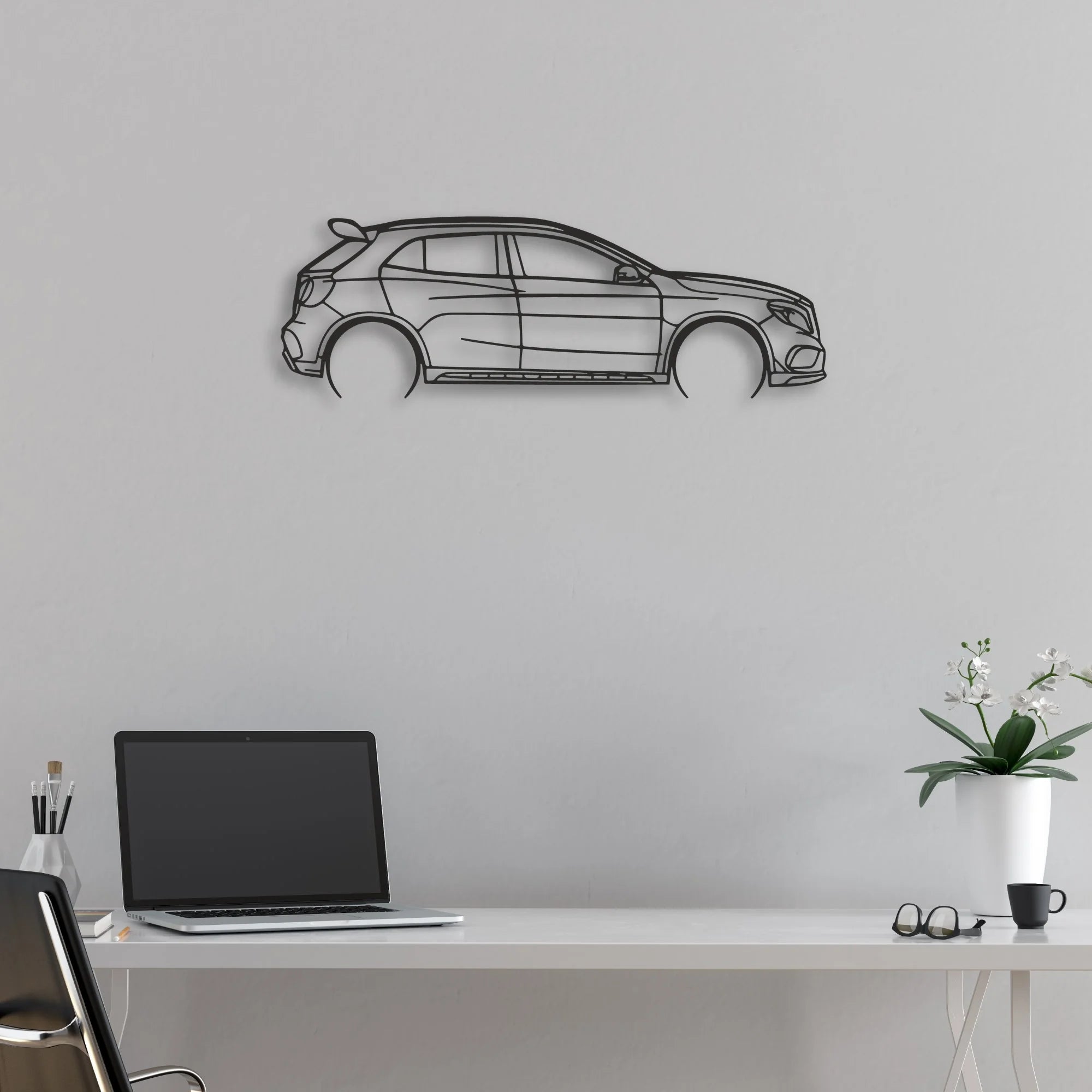mercedes gla 45 Classic Silhouette Metal Wall Art - Automotive Garage Decor