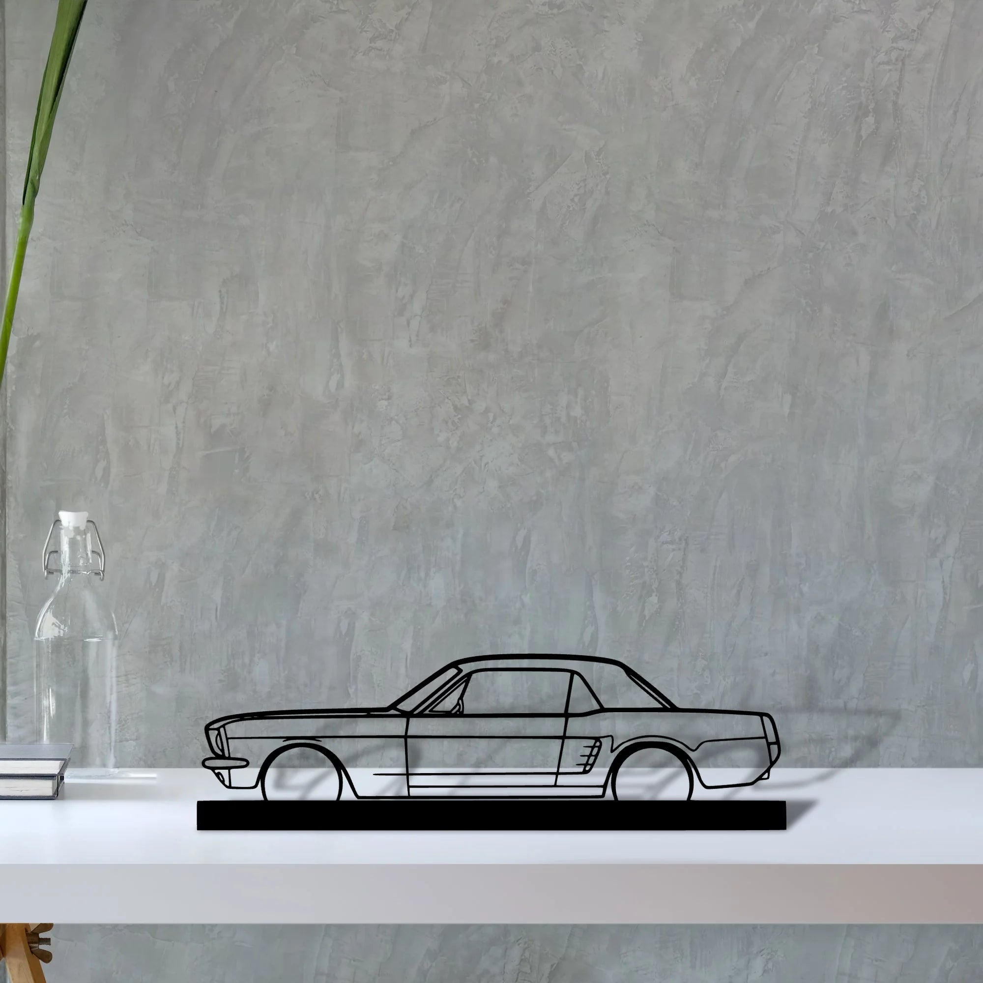 mustang-coupe-1966 Silhouette Metal Art Stand - Aero Silhouette