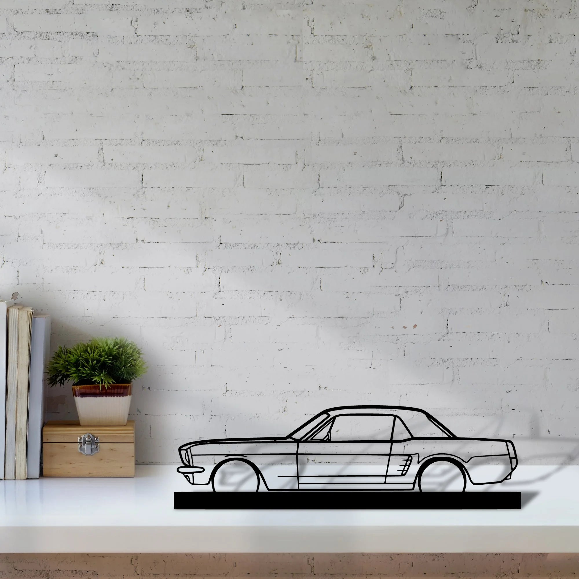 mustang-coupe-1966 Silhouette Metal Art Stand - Aero Silhouette
