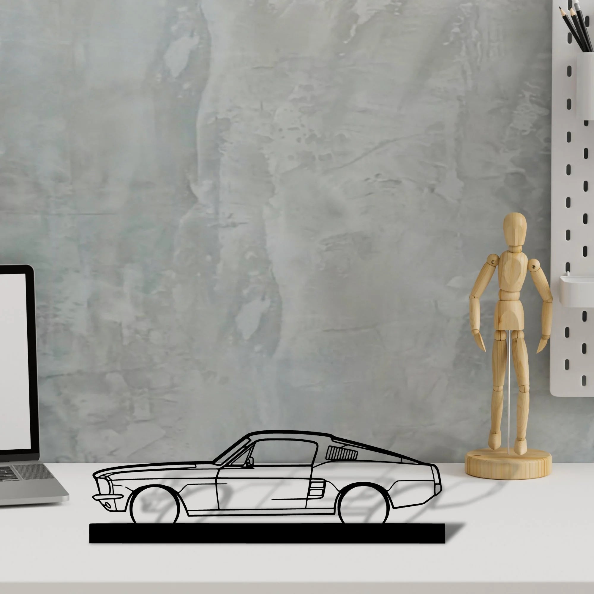 mustang-gt-fastback-390s Silhouette Metal Art Stand - Aero Silhouette