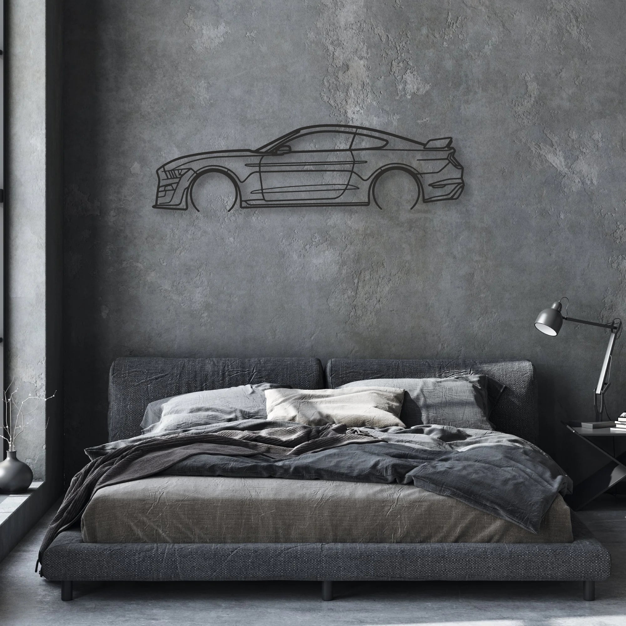 mustang shelby gt500 Classic Silhouette Metal Wall Art - Automotive Garage Decor