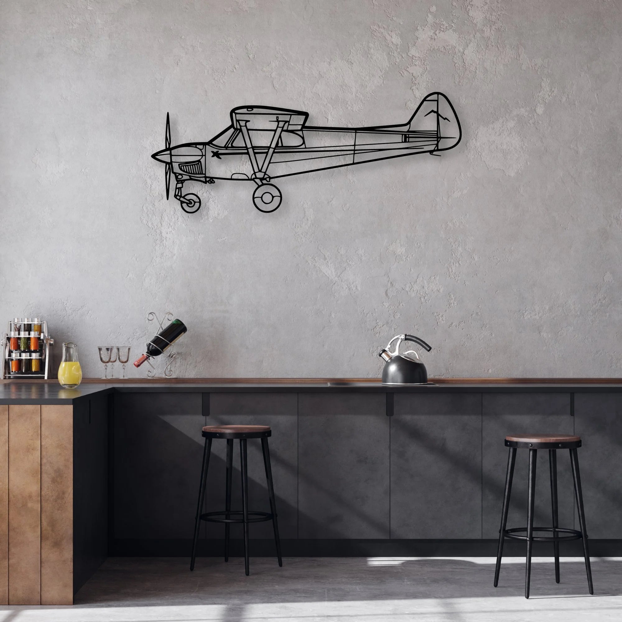 Nxcub Classic Aircraft Silhouette Metal Wall Art - Aviation Hangar Decor