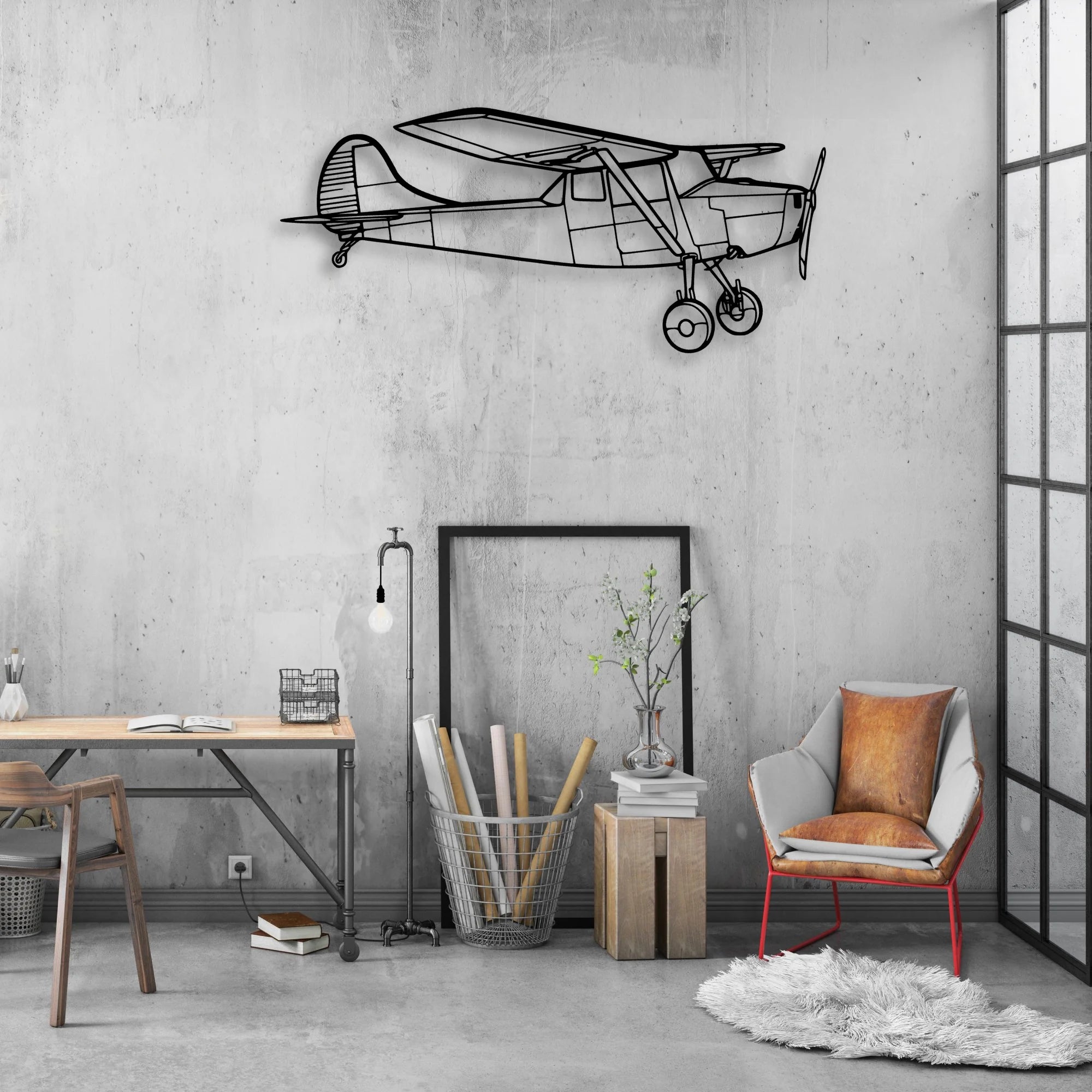 O-1 Bird Dog Classic Aircraft Silhouette Metal Wall Art - Aviation Hangar Decor