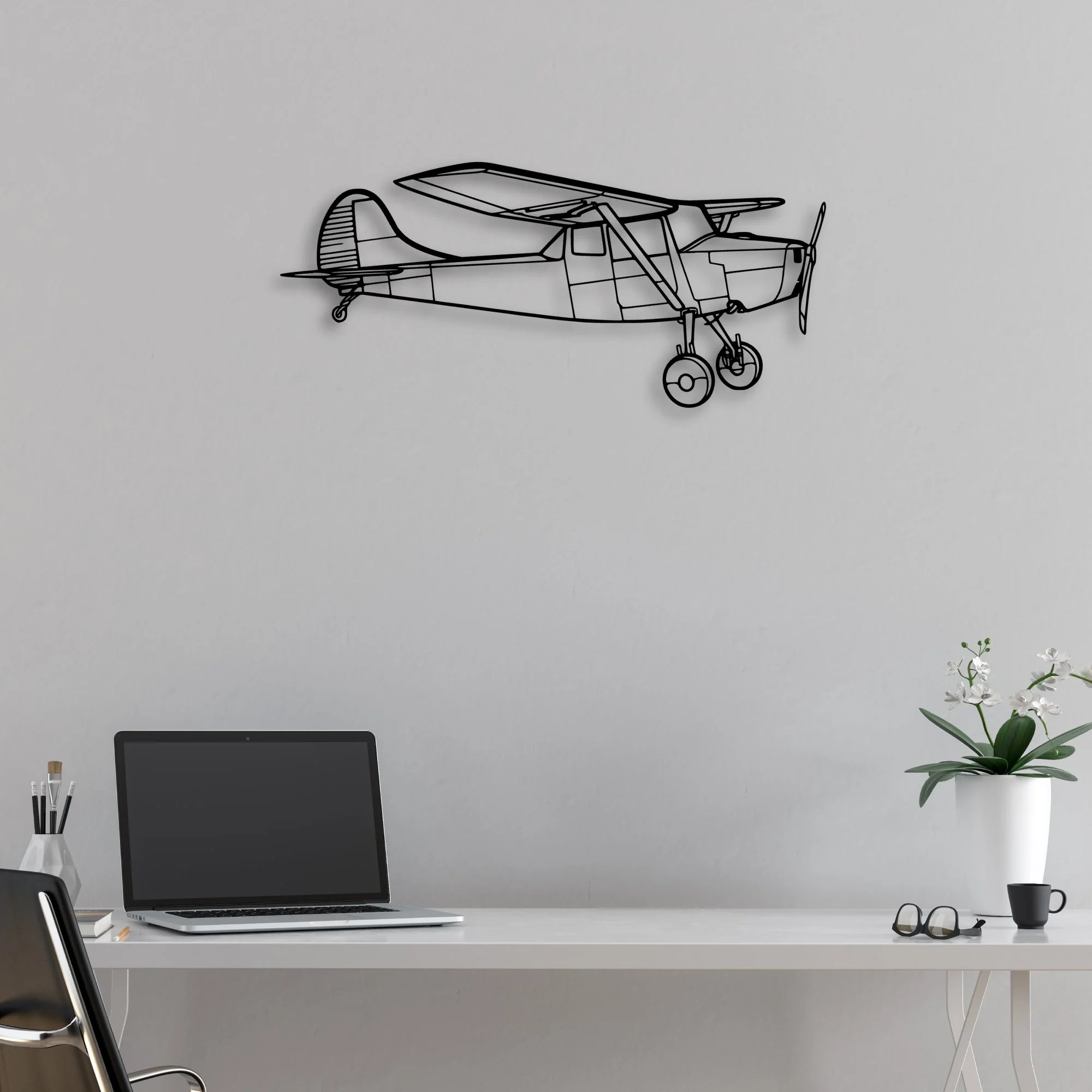 O-1 Bird Dog Classic Aircraft Silhouette Metal Wall Art - Aviation Hangar Decor