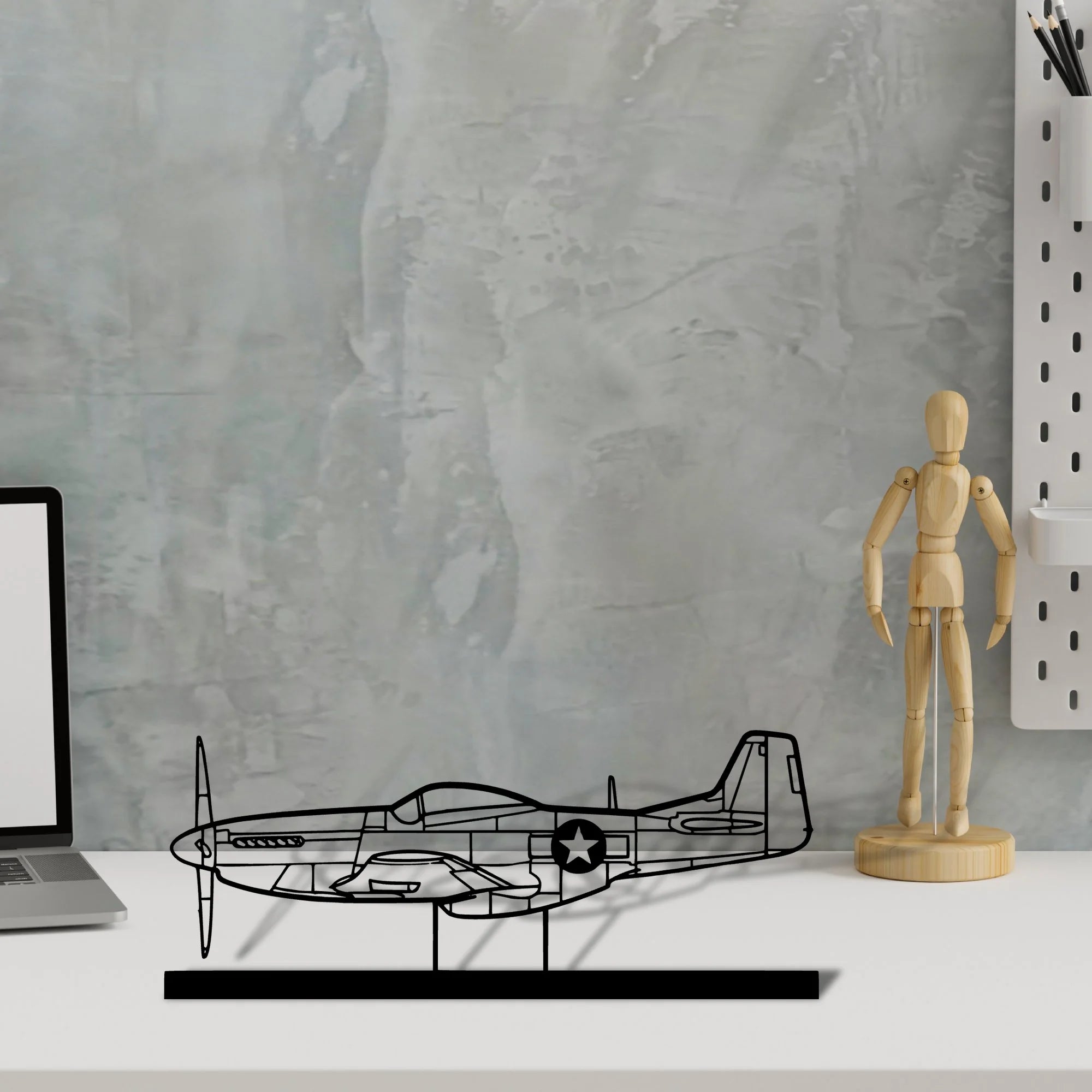 p-51-mustang-4 Silhouette Metal Art Stand - Aero Silhouette