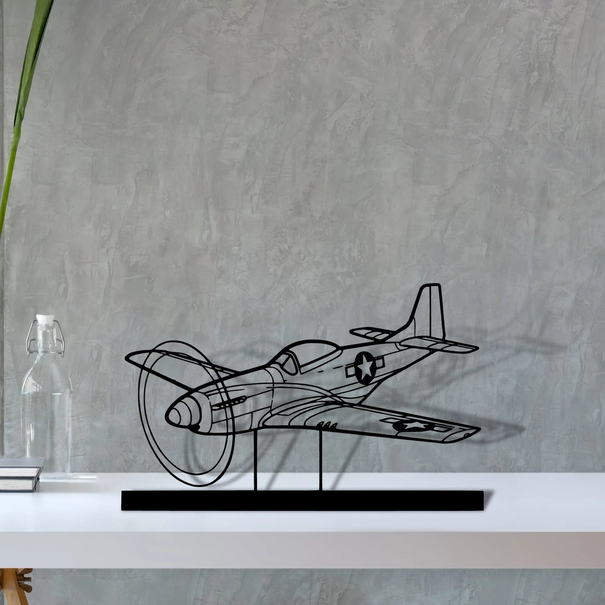p-51d-mustang Silhouette Metal Art Stand - Aero Silhouette