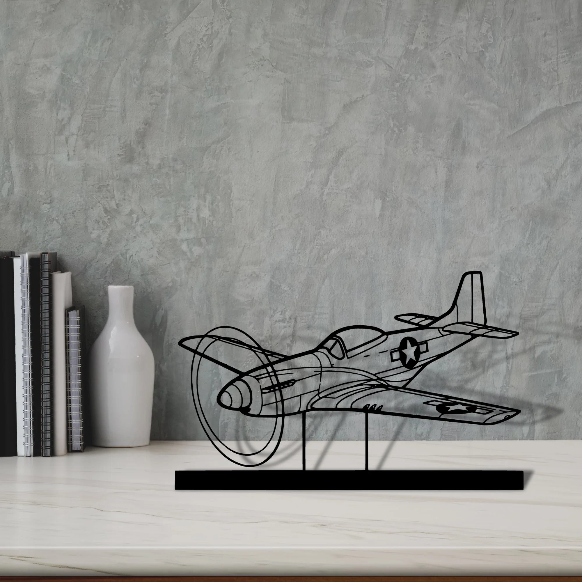 p-51d-mustang Silhouette Metal Art Stand - Aero Silhouette