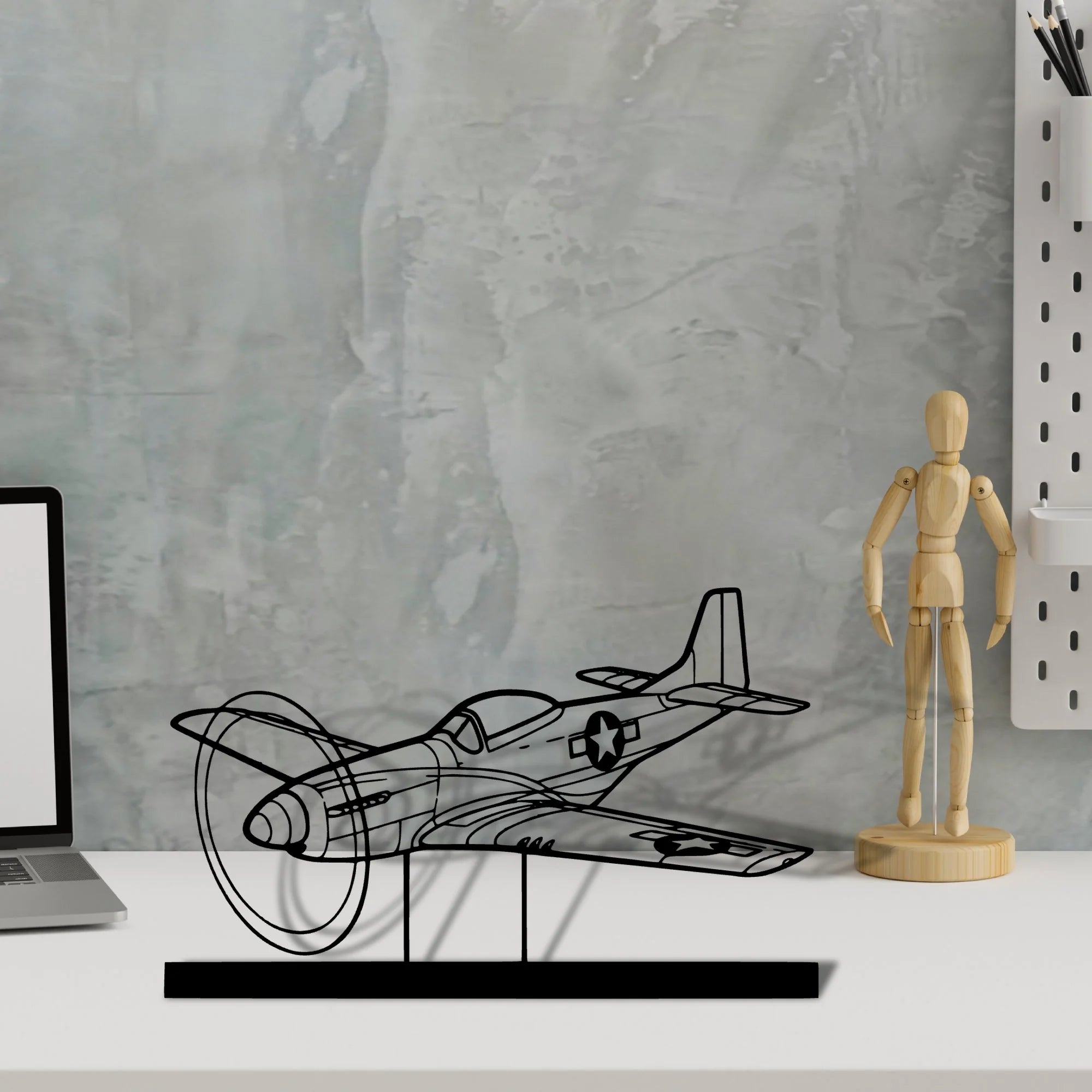 p-51d-mustang Silhouette Metal Art Stand - Aero Silhouette