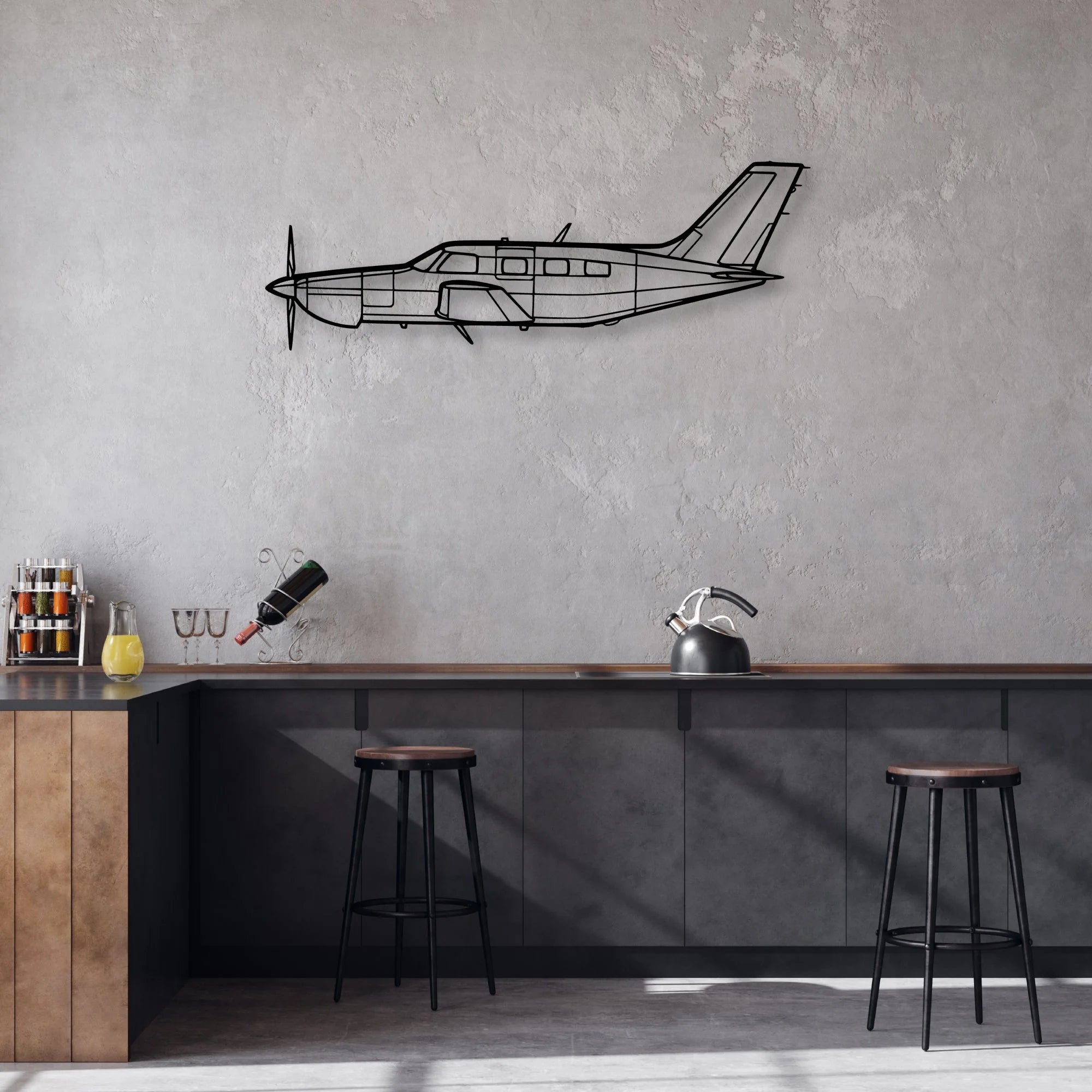PA-46 350P Malibu Mirage 2 Classic Aircraft Silhouette Metal Wall Art - Aviation Hangar Decor