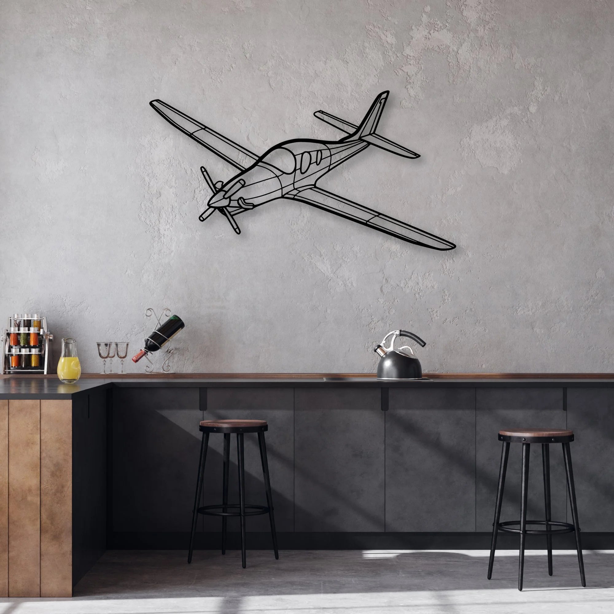 Piper J-3 Cub Classic Aircraft Silhouette Metal Wall Art - Aviation Hangar Decor