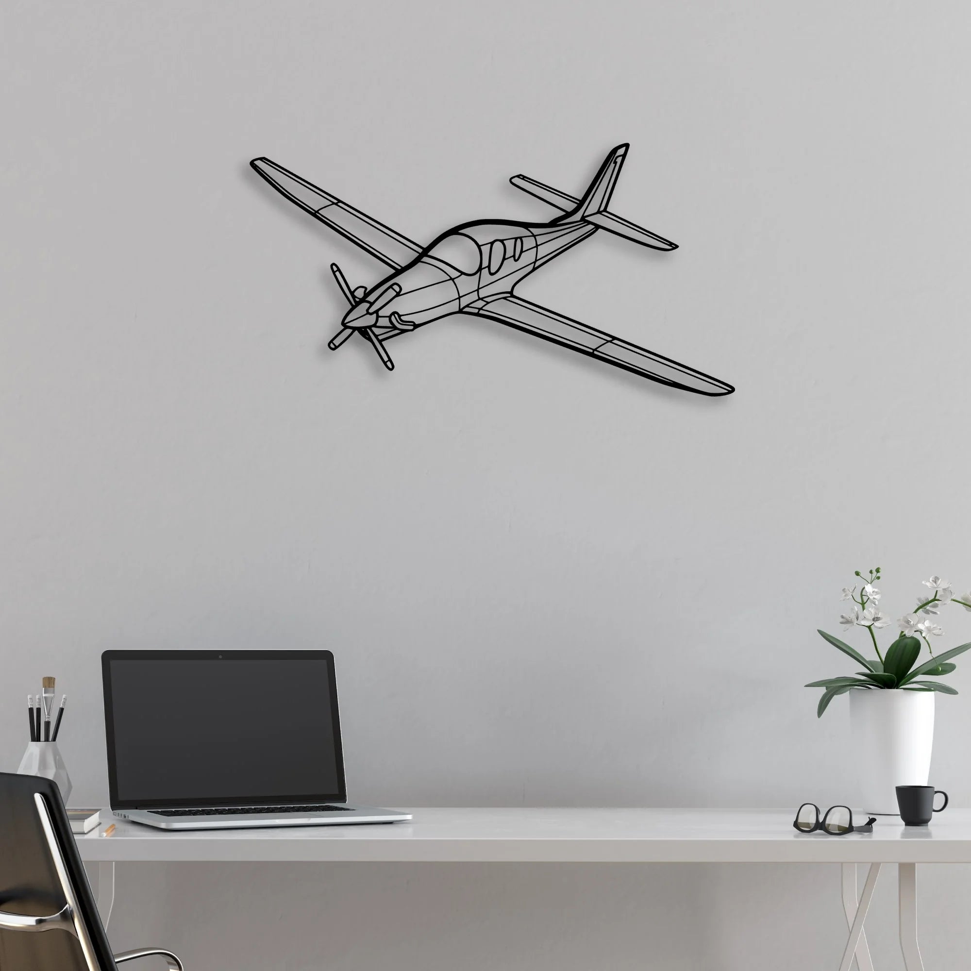 Piper J-3 Cub Classic Aircraft Silhouette Metal Wall Art - Aviation Hangar Decor