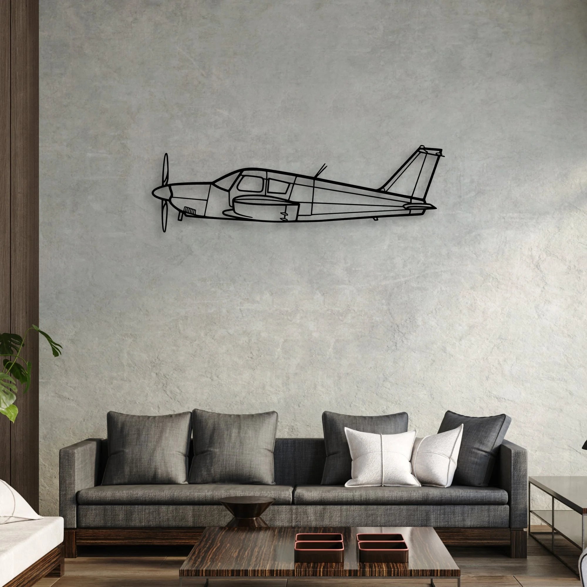 Piper Classic Aircraft Silhouette Metal Wall Art - Aviation Hangar Decor