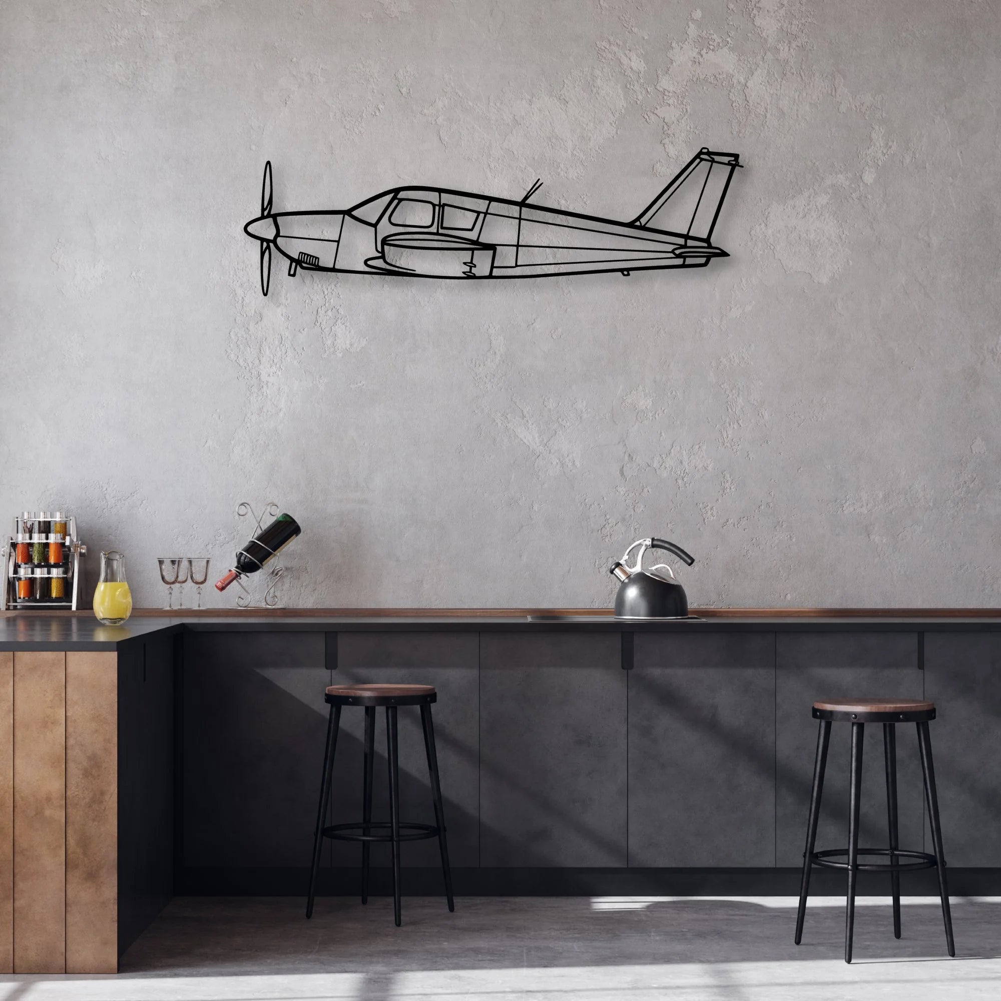 Piper Classic Aircraft Silhouette Metal Wall Art - Aviation Hangar Decor