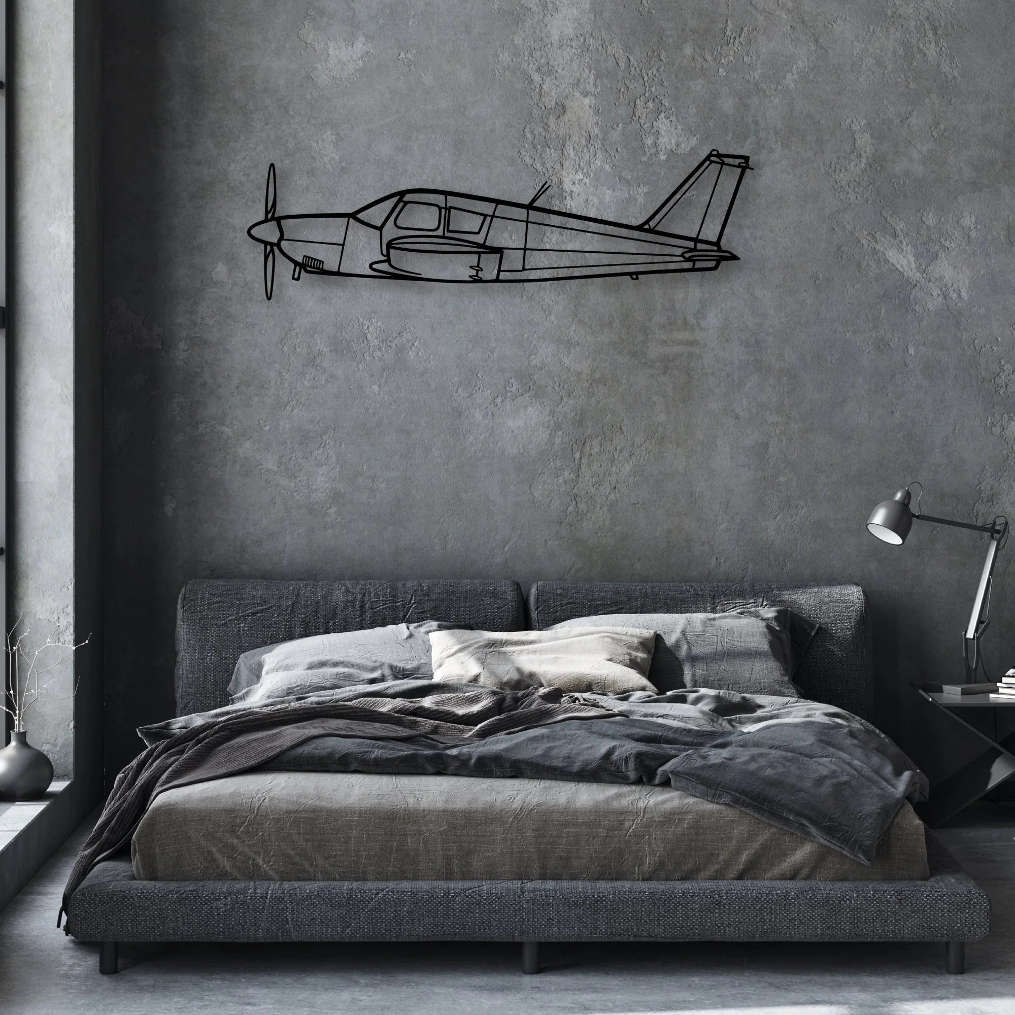 Piper Classic Aircraft Silhouette Metal Wall Art - Aviation Hangar Decor
