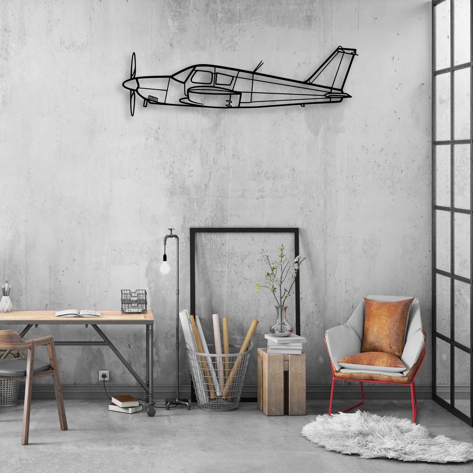 Piper Classic Aircraft Silhouette Metal Wall Art - Aviation Hangar Decor