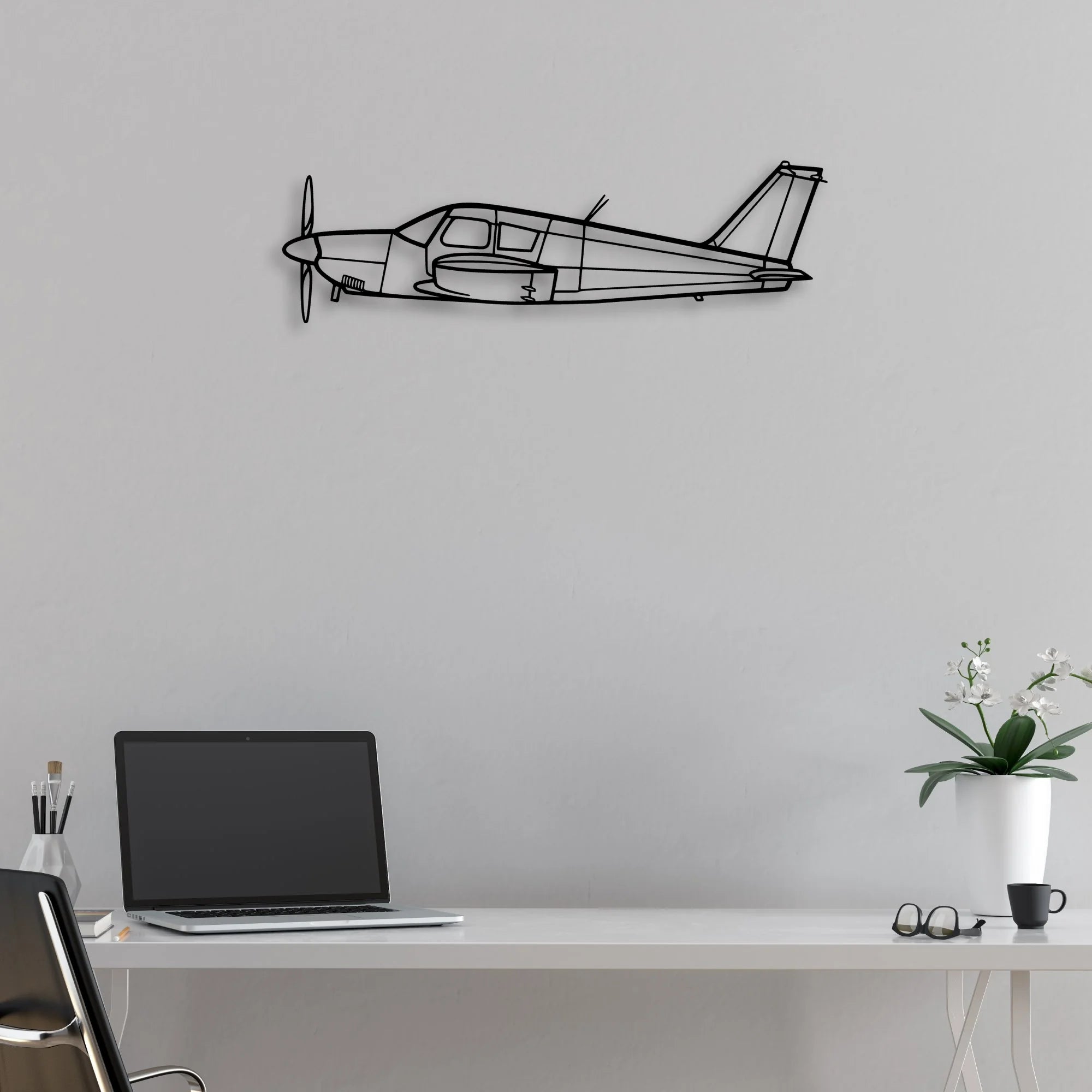 Piper Classic Aircraft Silhouette Metal Wall Art - Aviation Hangar Decor